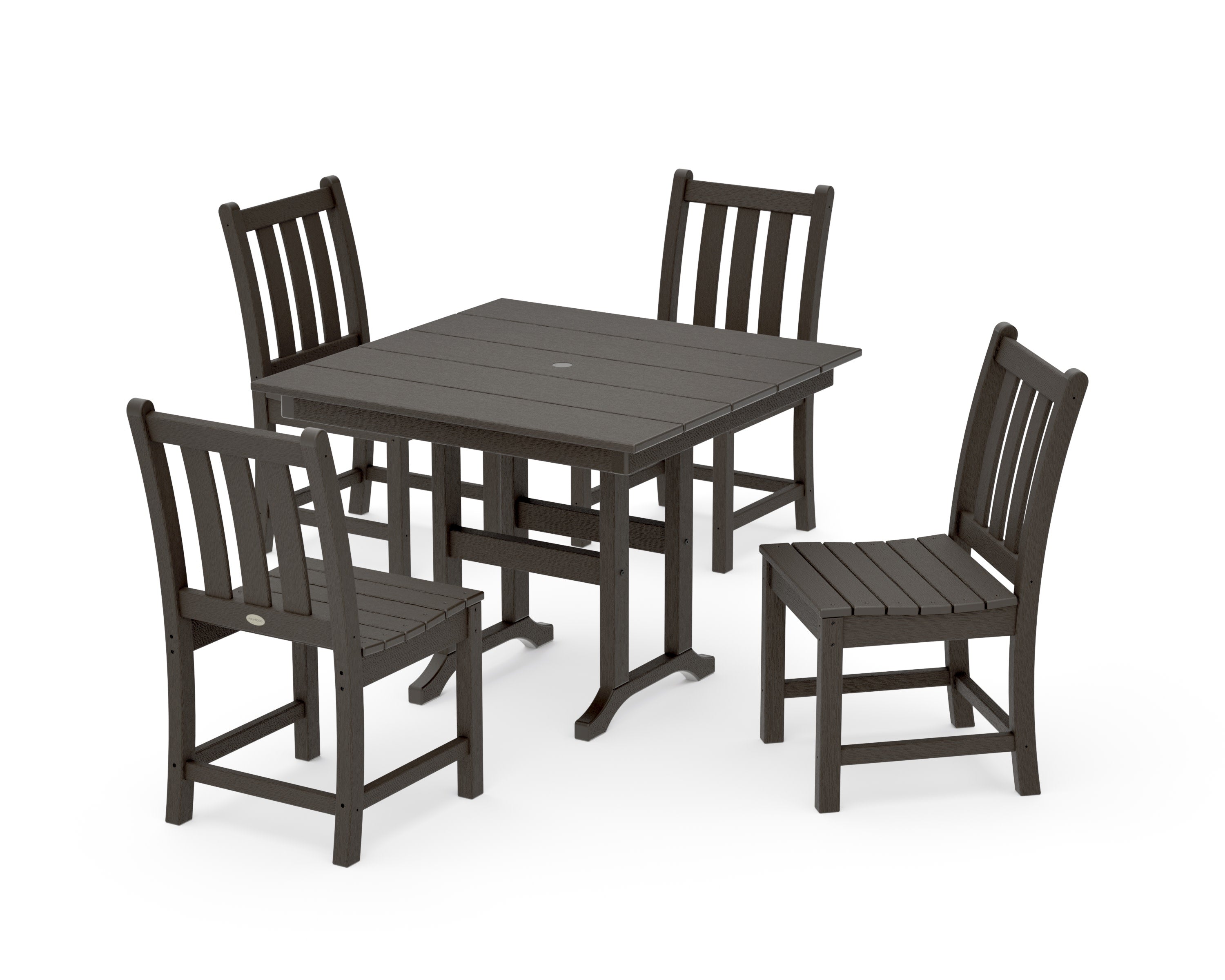 Traditional Garden Side Chair 5-Piece Farmhouse Dining Set in Vintage Coffee