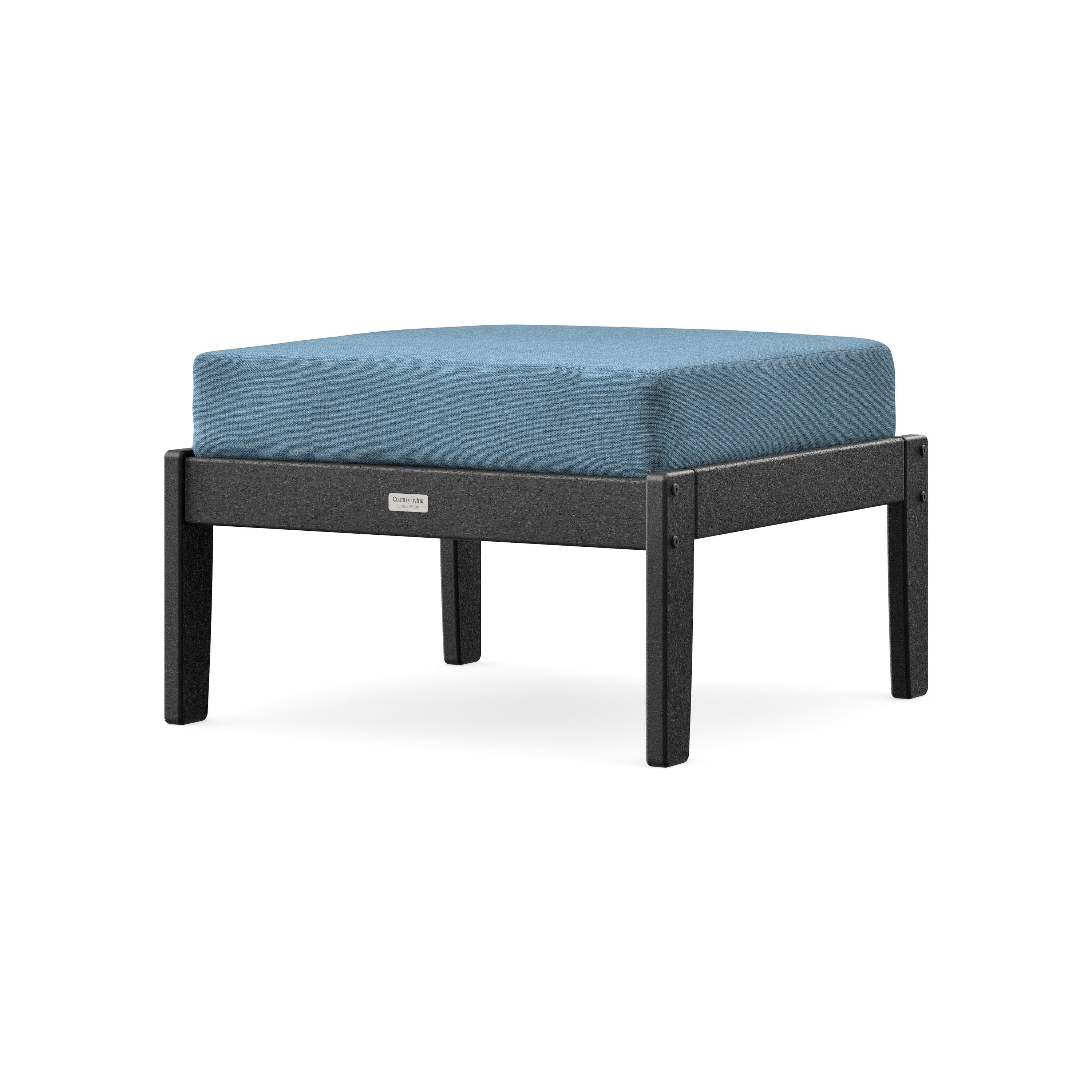 Cottage Deep Seating Ottoman in Black / Sky Blue
