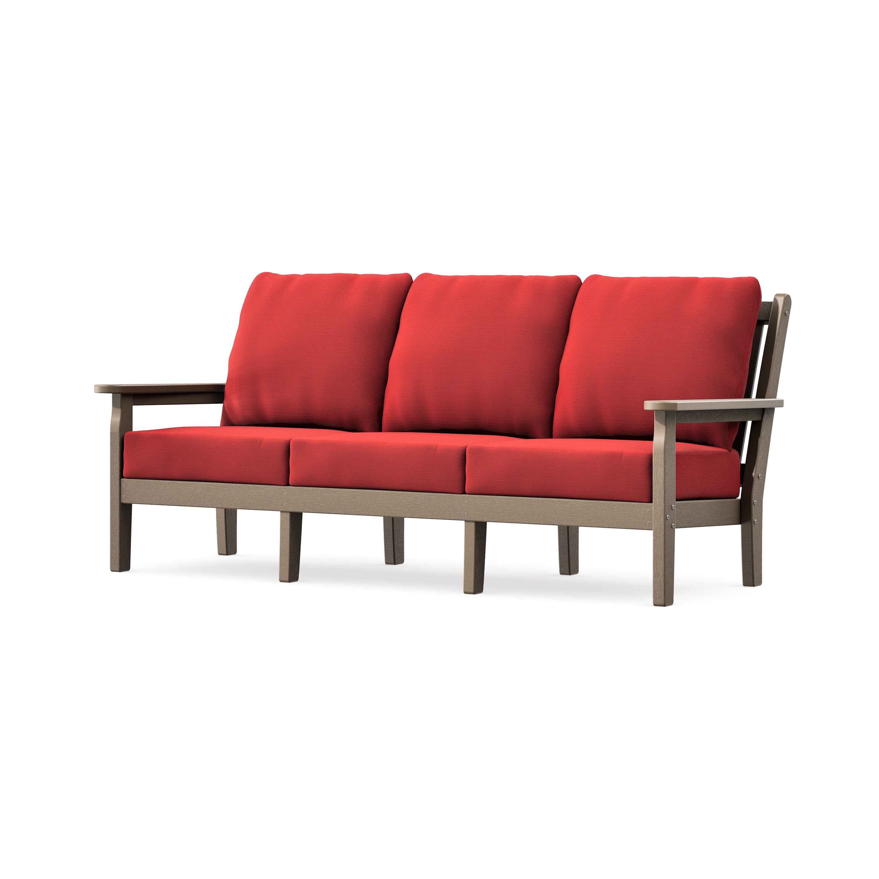 Chippendale Deep Seating Sofa in Vintage Sahara / Crimson Linen