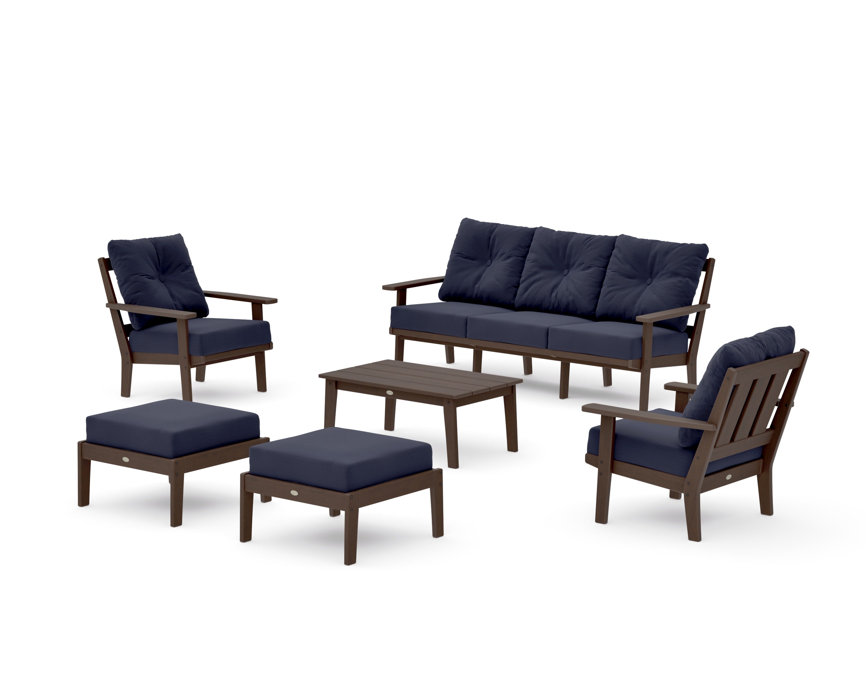 Oxford 6-Piece Lounge Sofa Set in Kona / Navy Linen