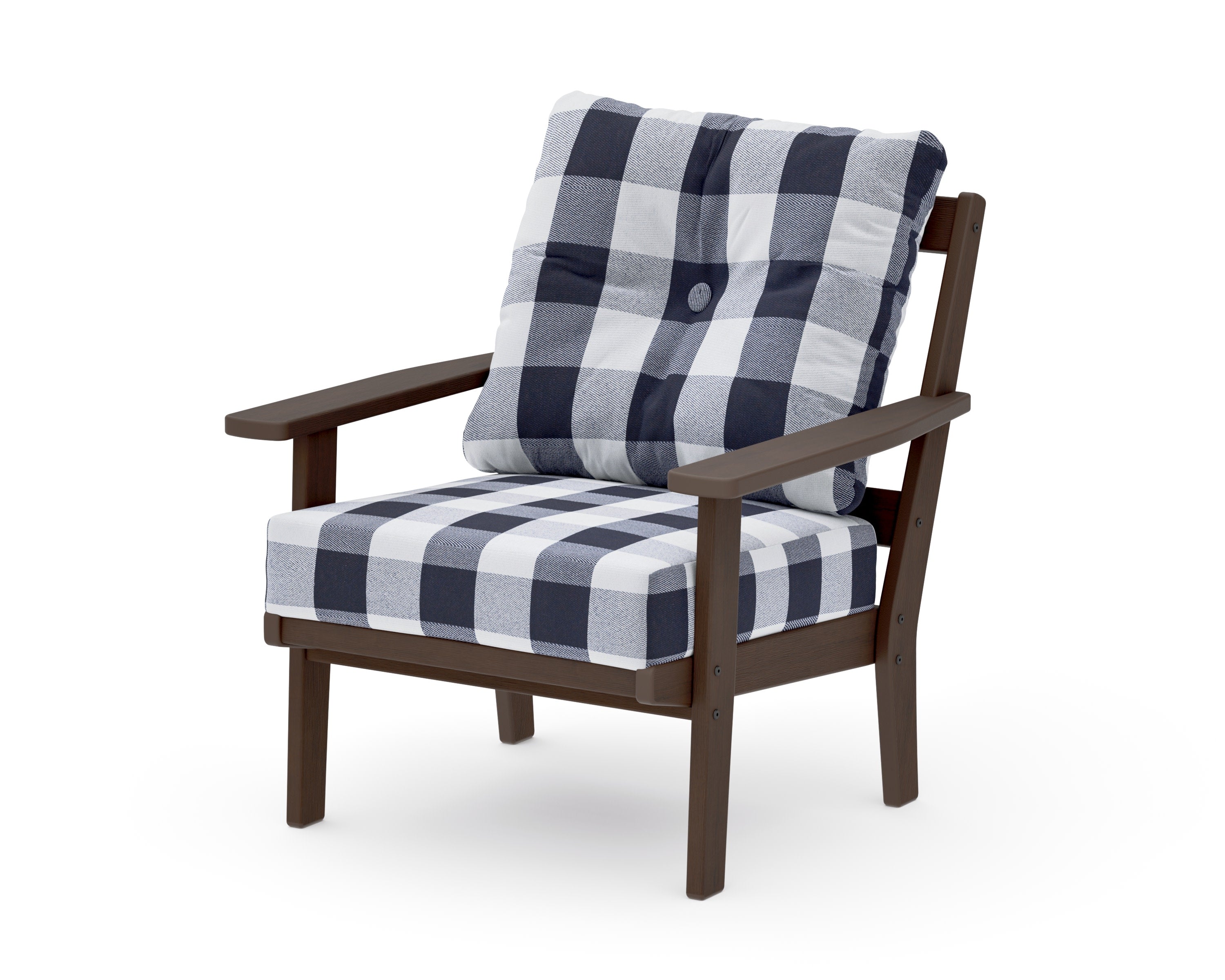Oxford Deep Seating Chair in Kona / Buffalo Plaid Navy