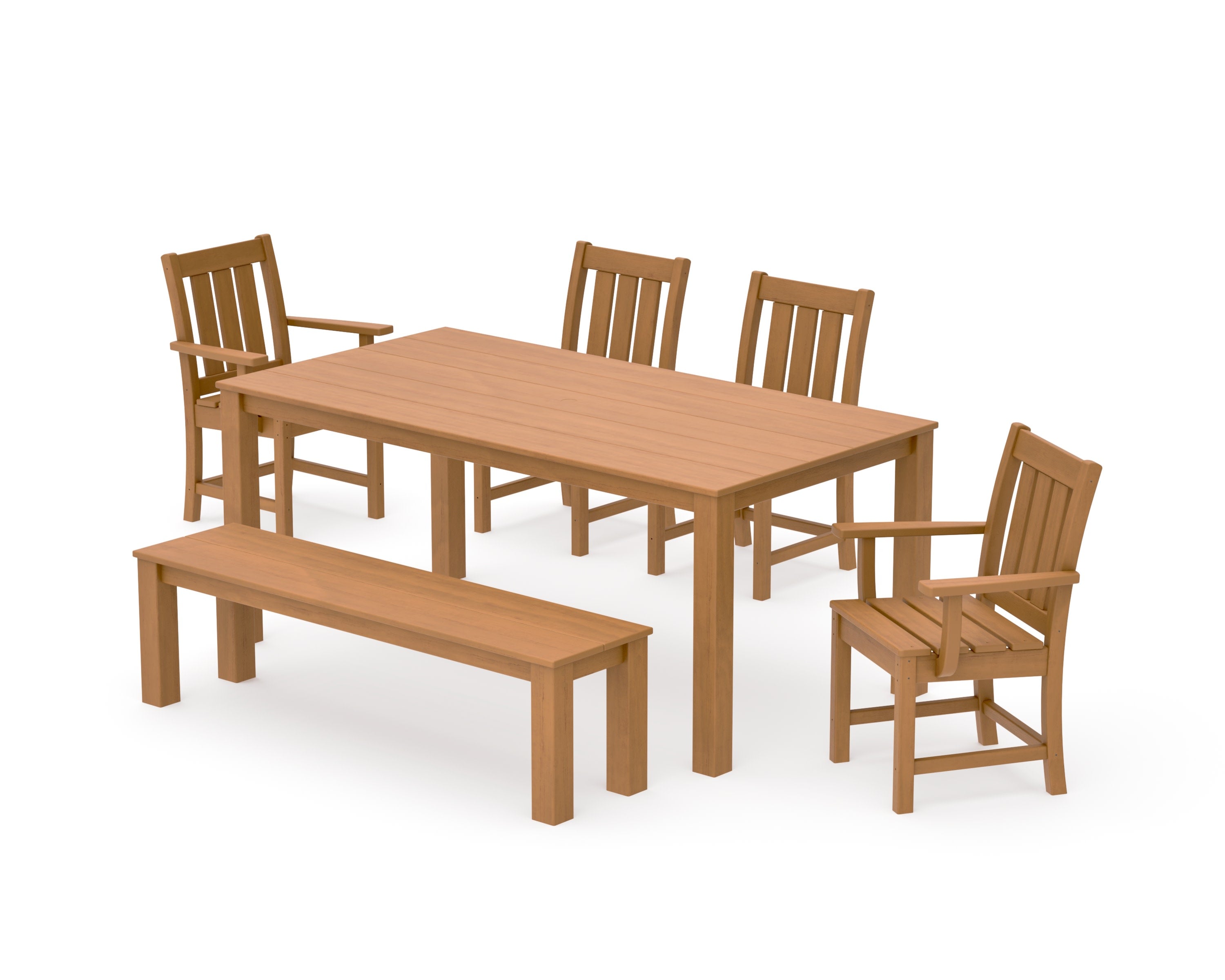 Oxford 6-Piece Parsons Dining Set with Bench in Natural