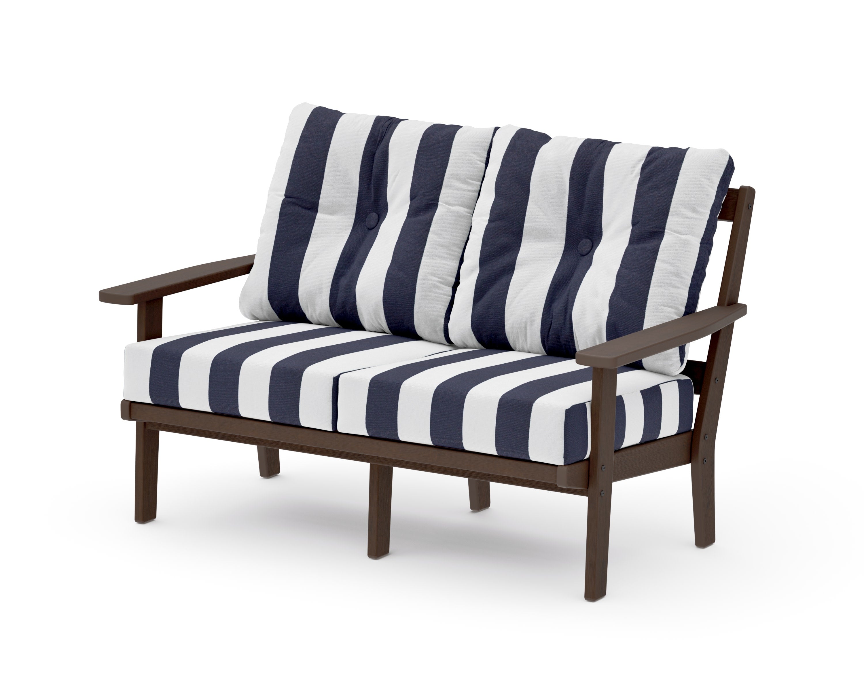 Prairie Deep SeatingLoveseat in Kona / Cabana Stripe Navy