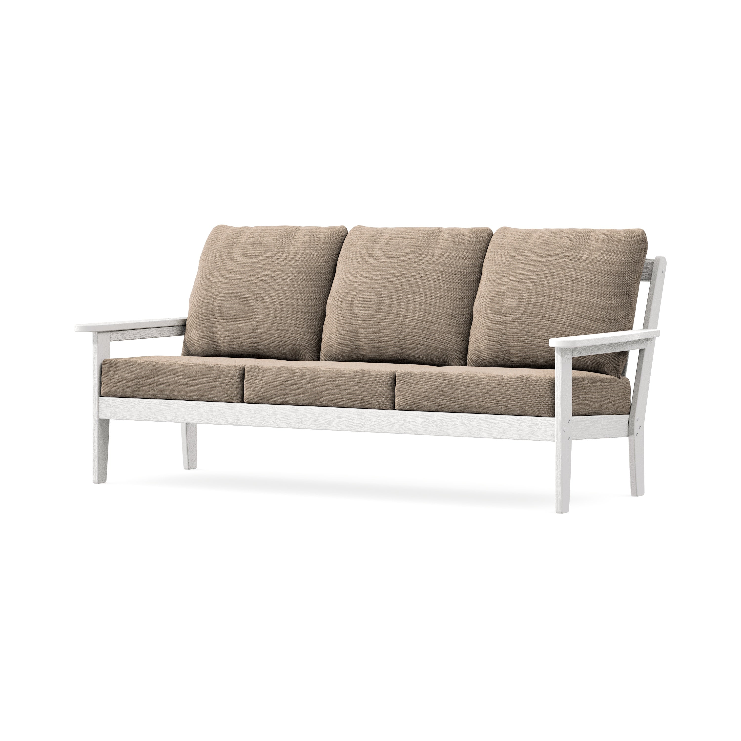 Cottage Deep Seating Sofa in Vintage White / Spiced Burlap