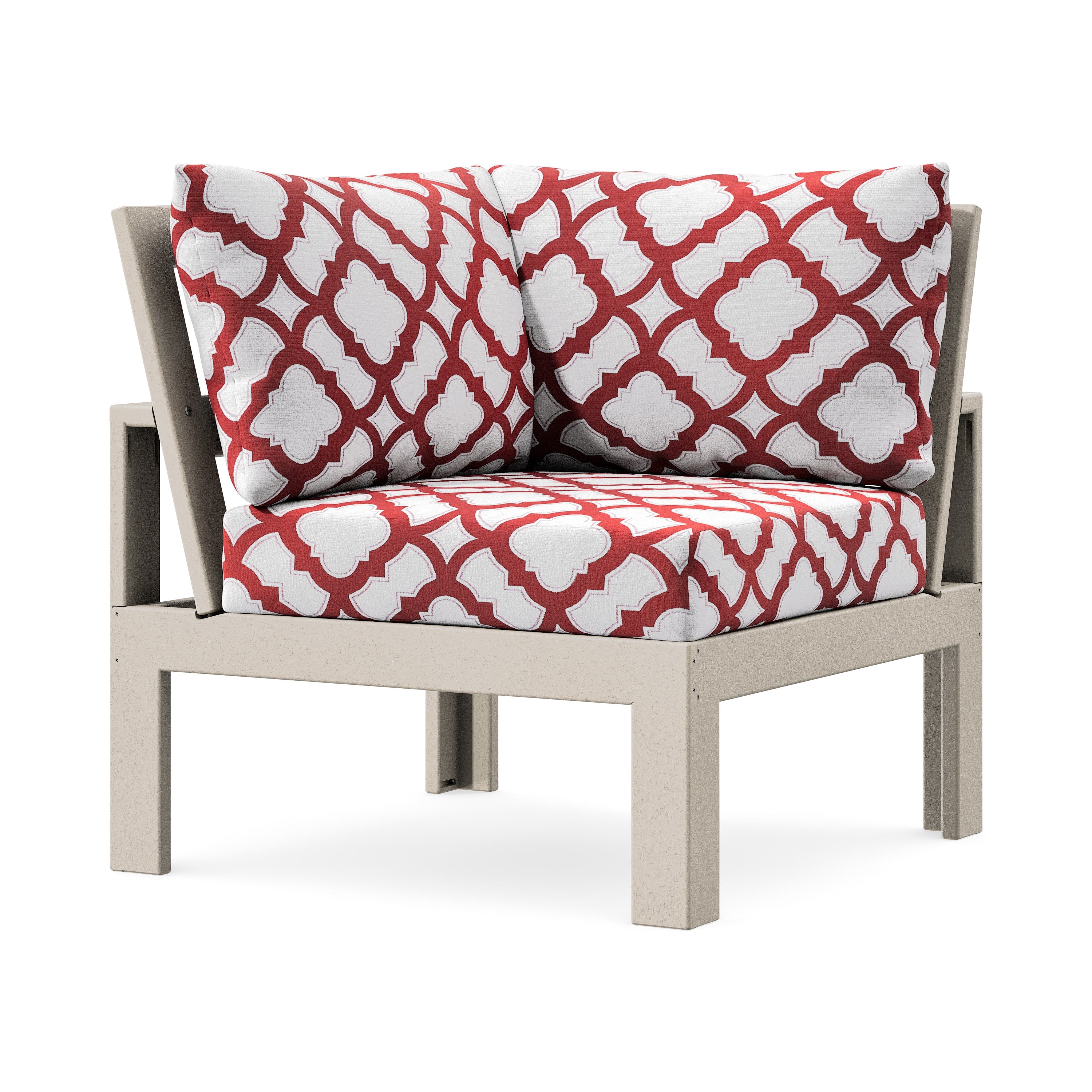 Modular Corner Chair in Sand / Trellis Crimson