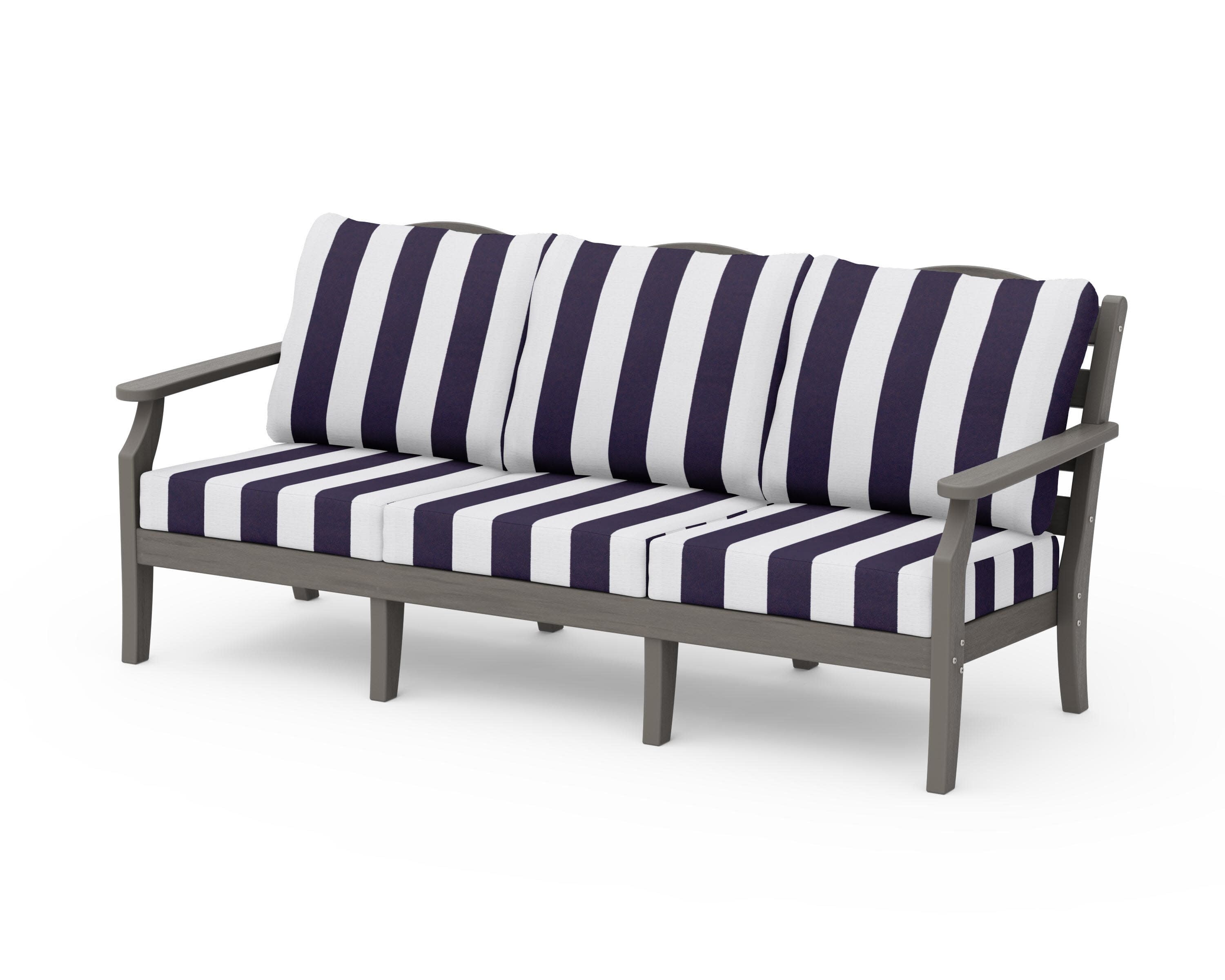 Savannah Deep Seating Sofa in Driftwood / Cabana Stripe Navy