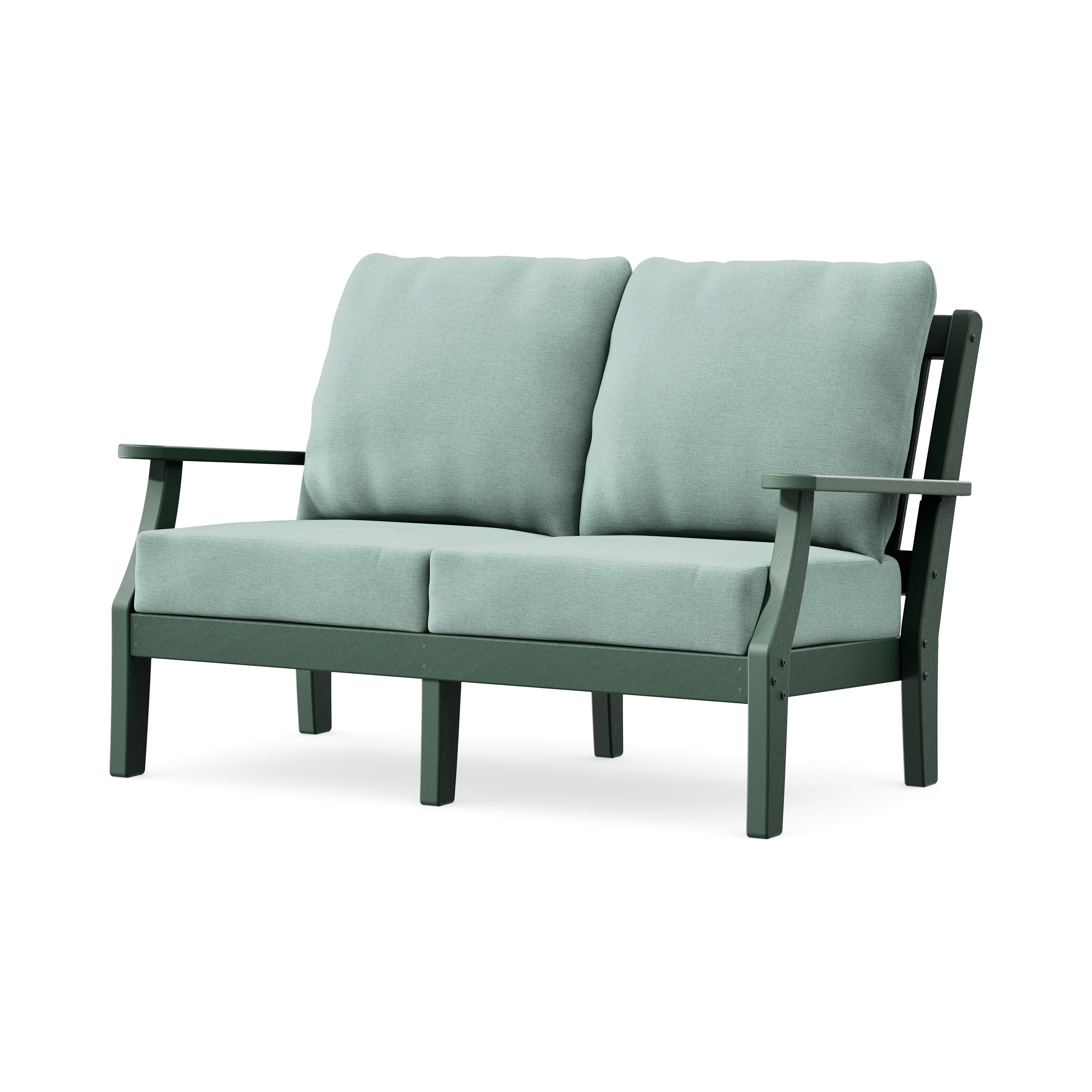 Chinoiserie Deep Seating Loveseat in Green / Glacier Spa