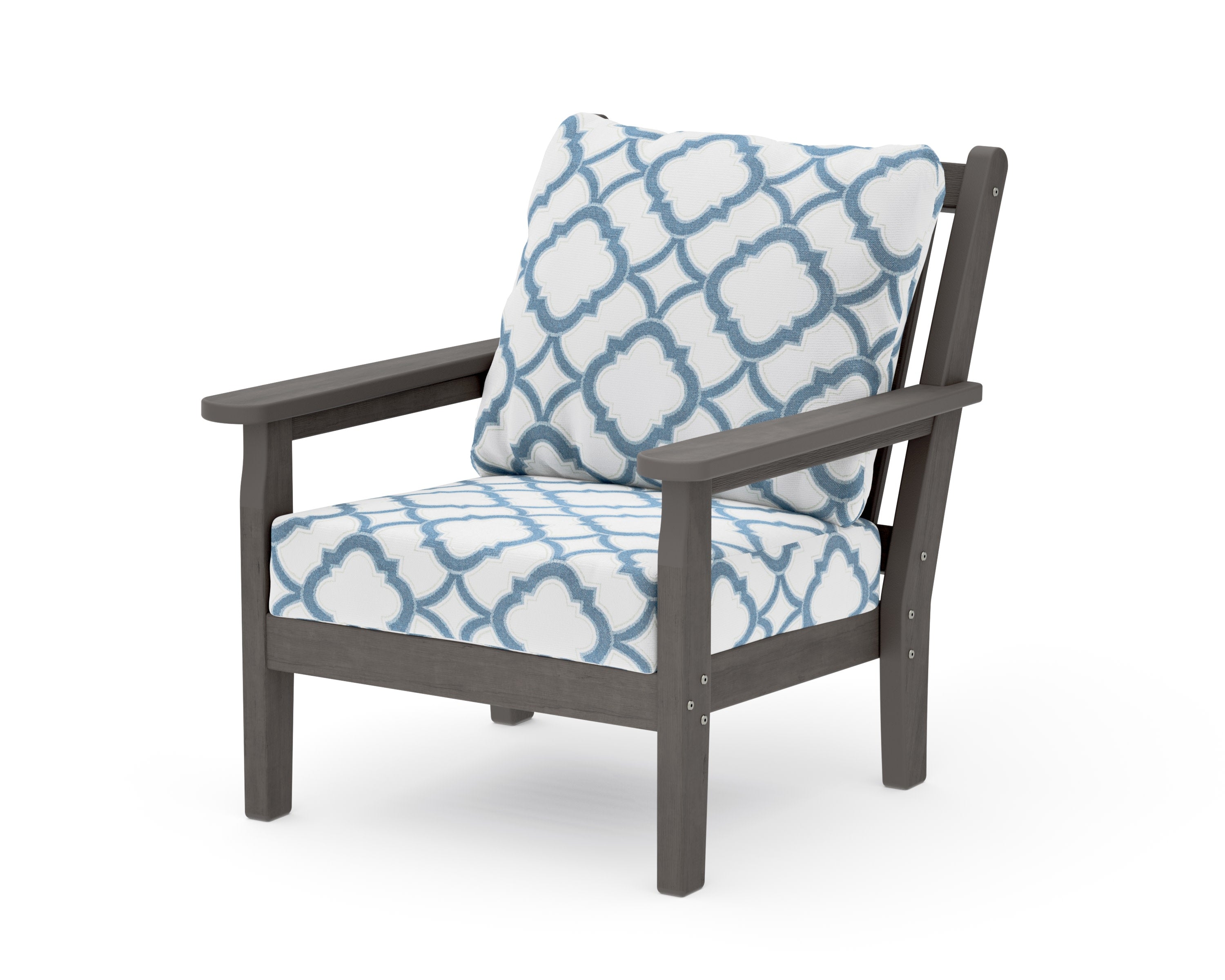 Chippendale Deep Seating Chair in Driftwood / Trellis Sky Blue