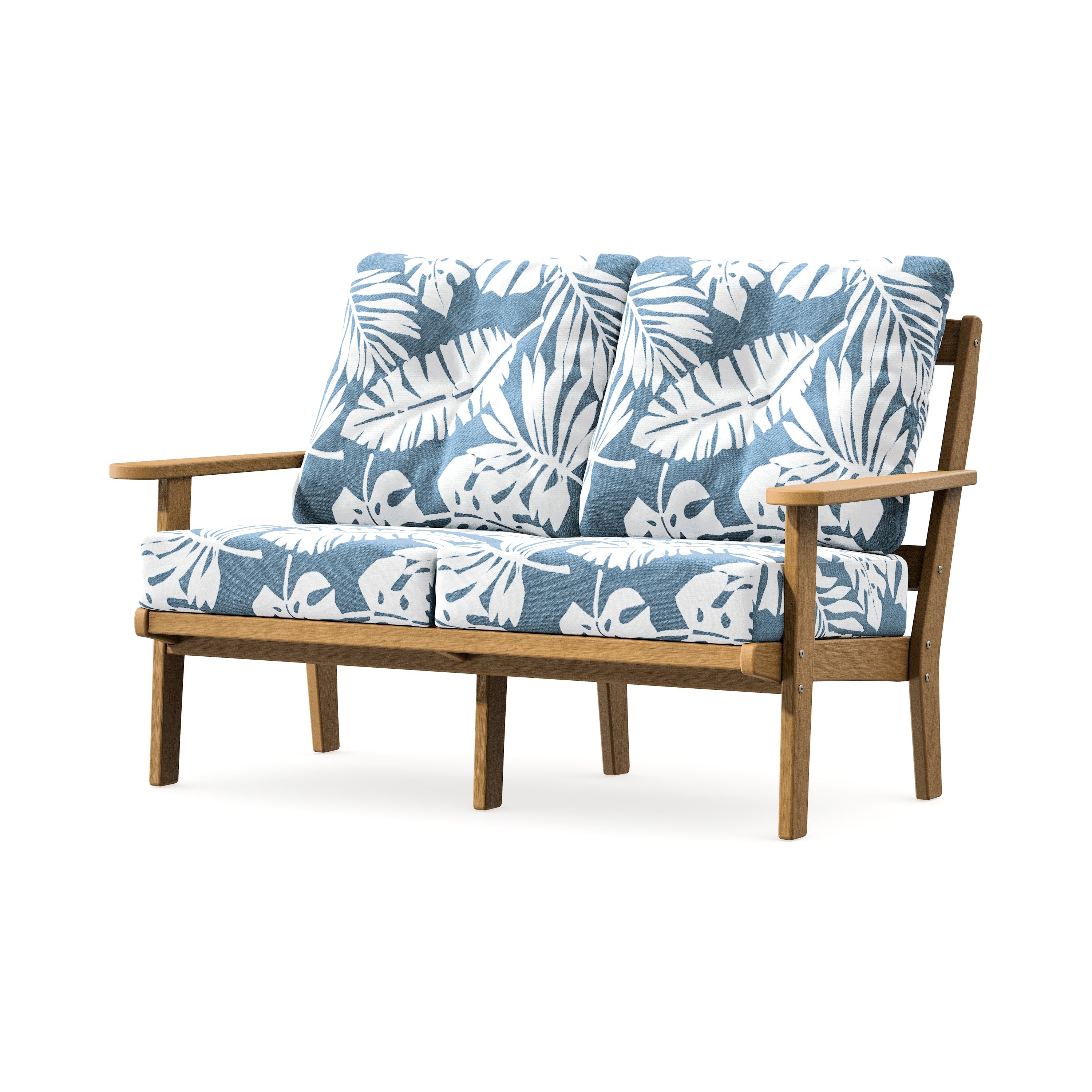 Mission Deep SeatingLoveseat in Natural / Leaf Sky Blue