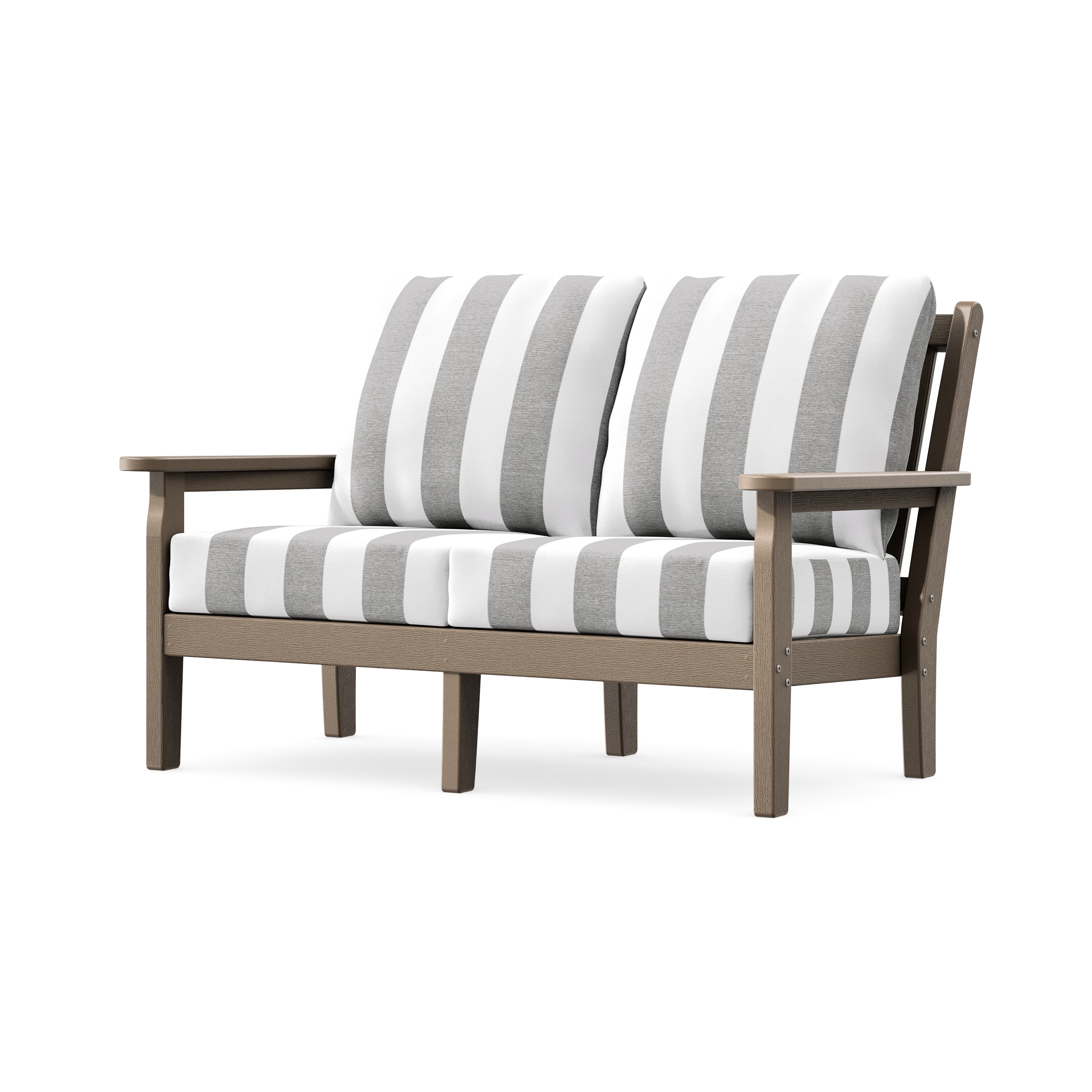 Chippendale Deep Seating Loveseat in Vintage Sahara / Cabana Stripe Grey Mist