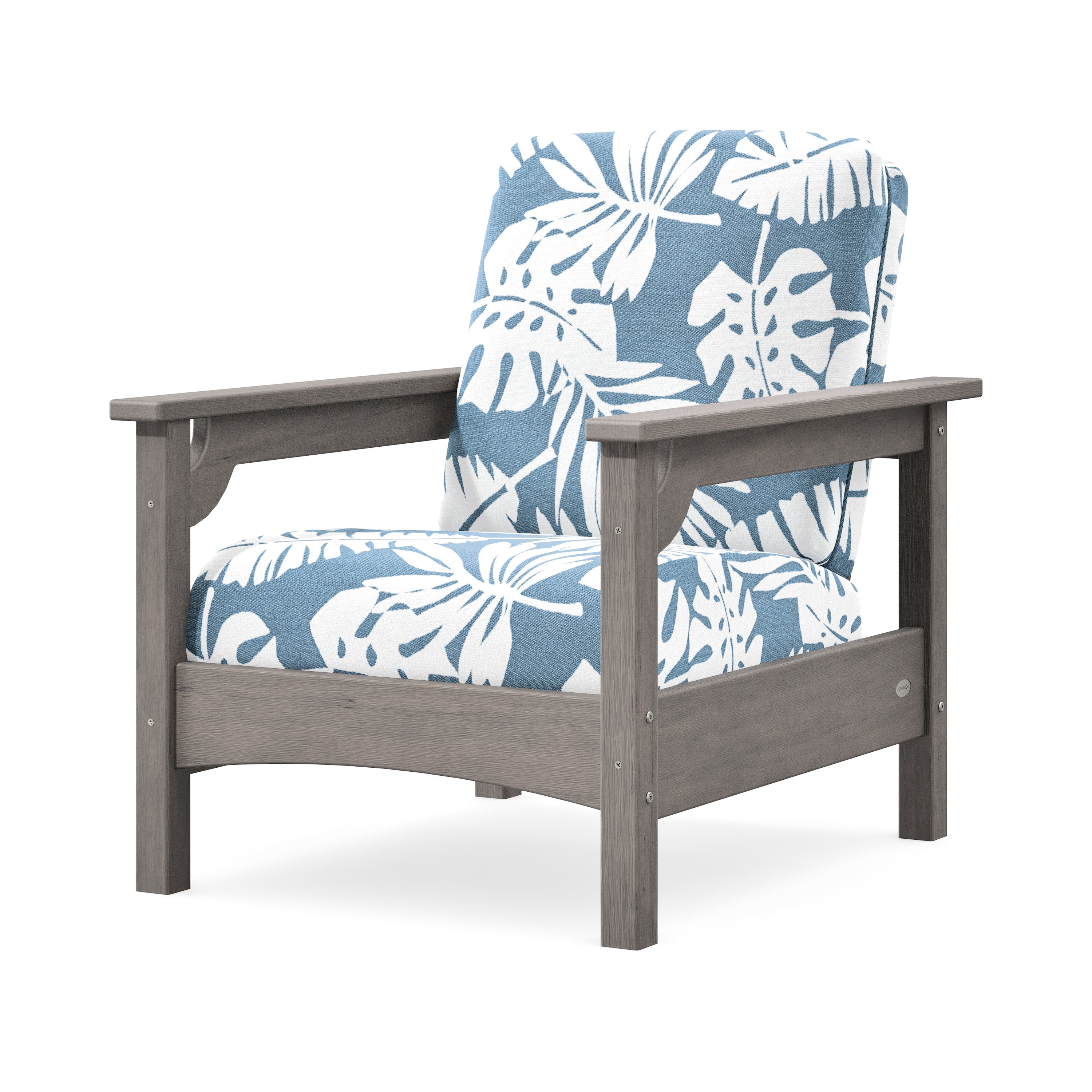 Club Chair in Driftwood / Leaf Sky Blue