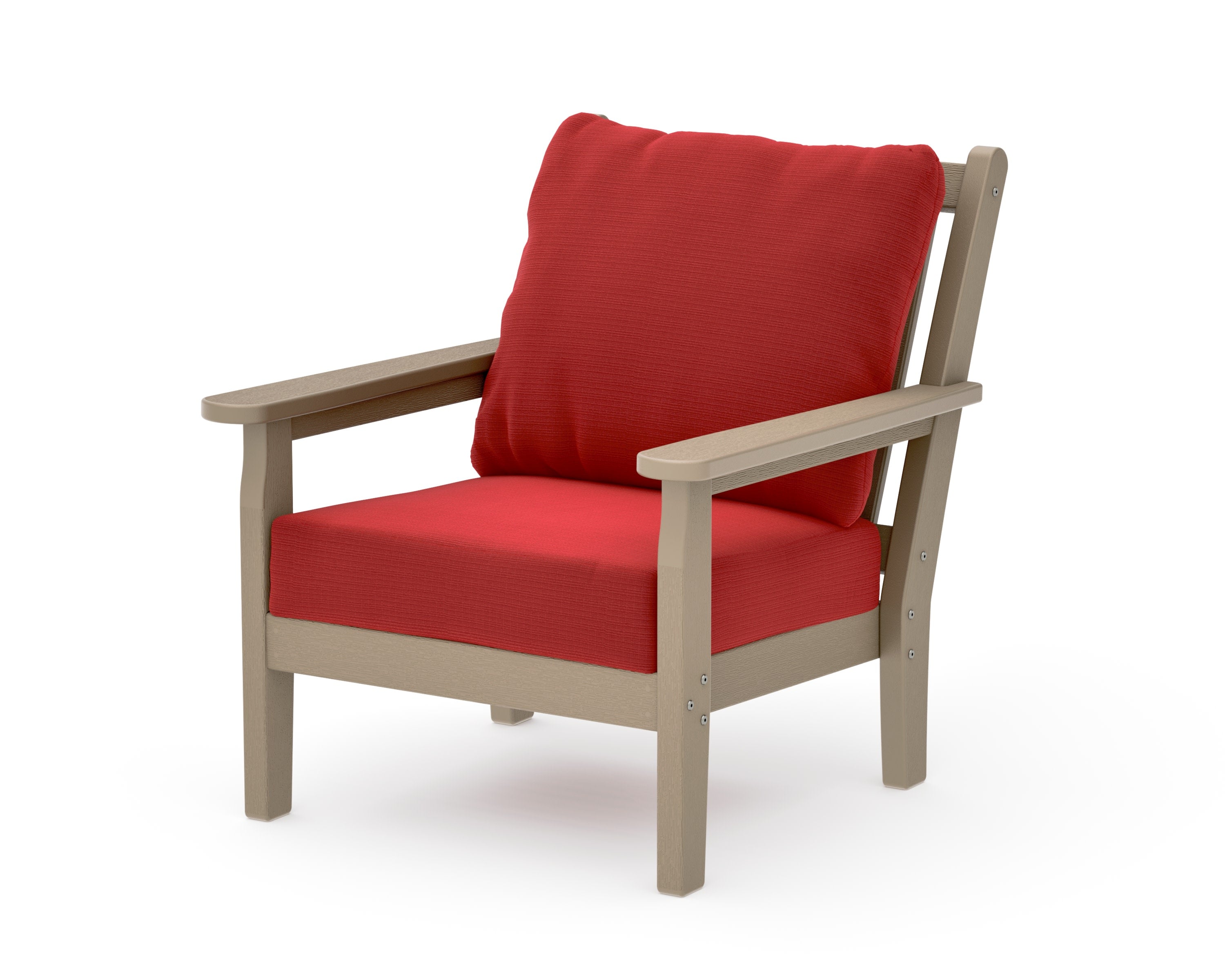 Chippendale Deep Seating Chair in Vintage Sahara / Crimson Linen