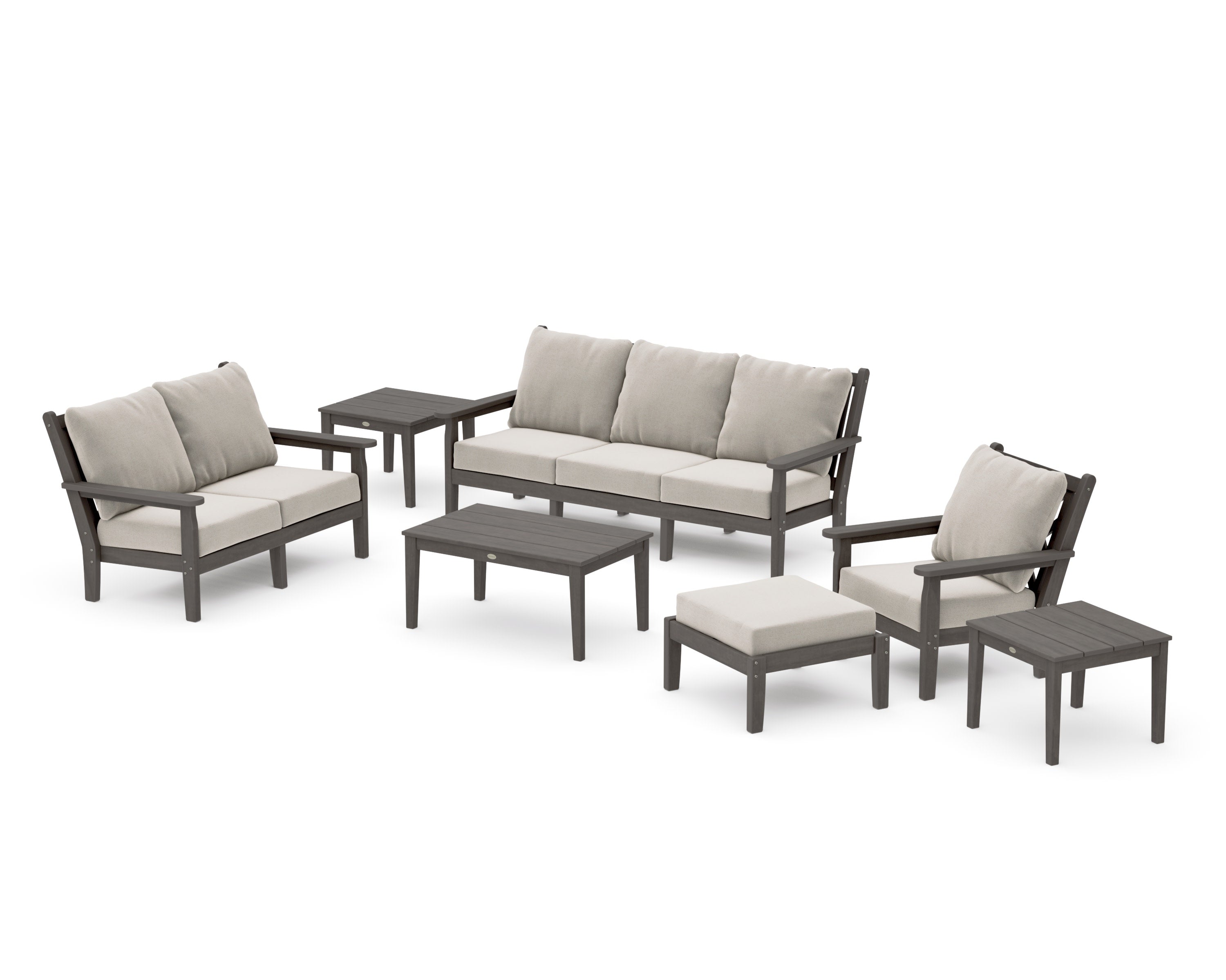 Chippendale 7-Piece Deep Seating Set in Driftwood / Dune Burlap