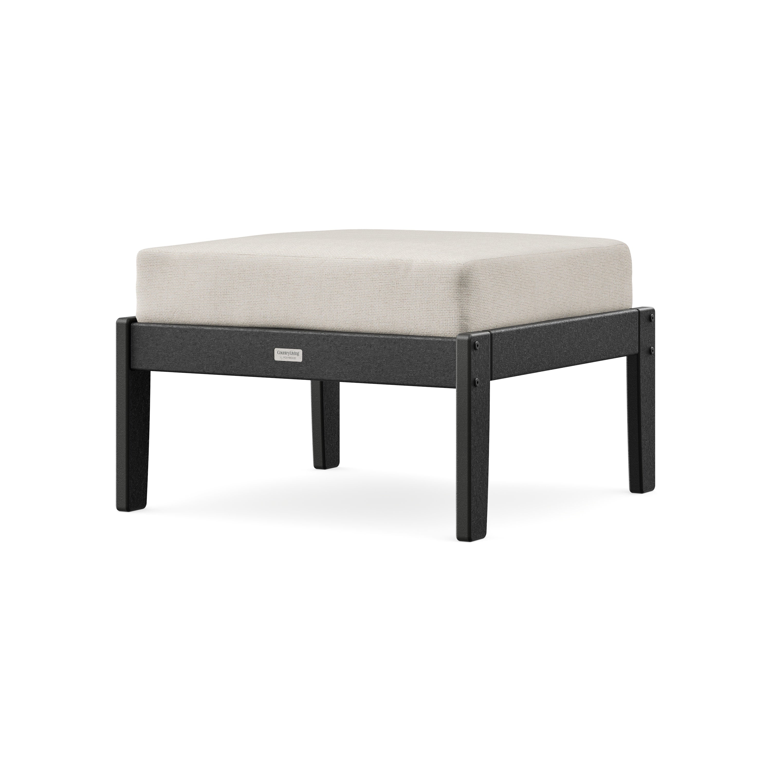 Cottage Deep Seating Ottoman in Black / Dune Burlap