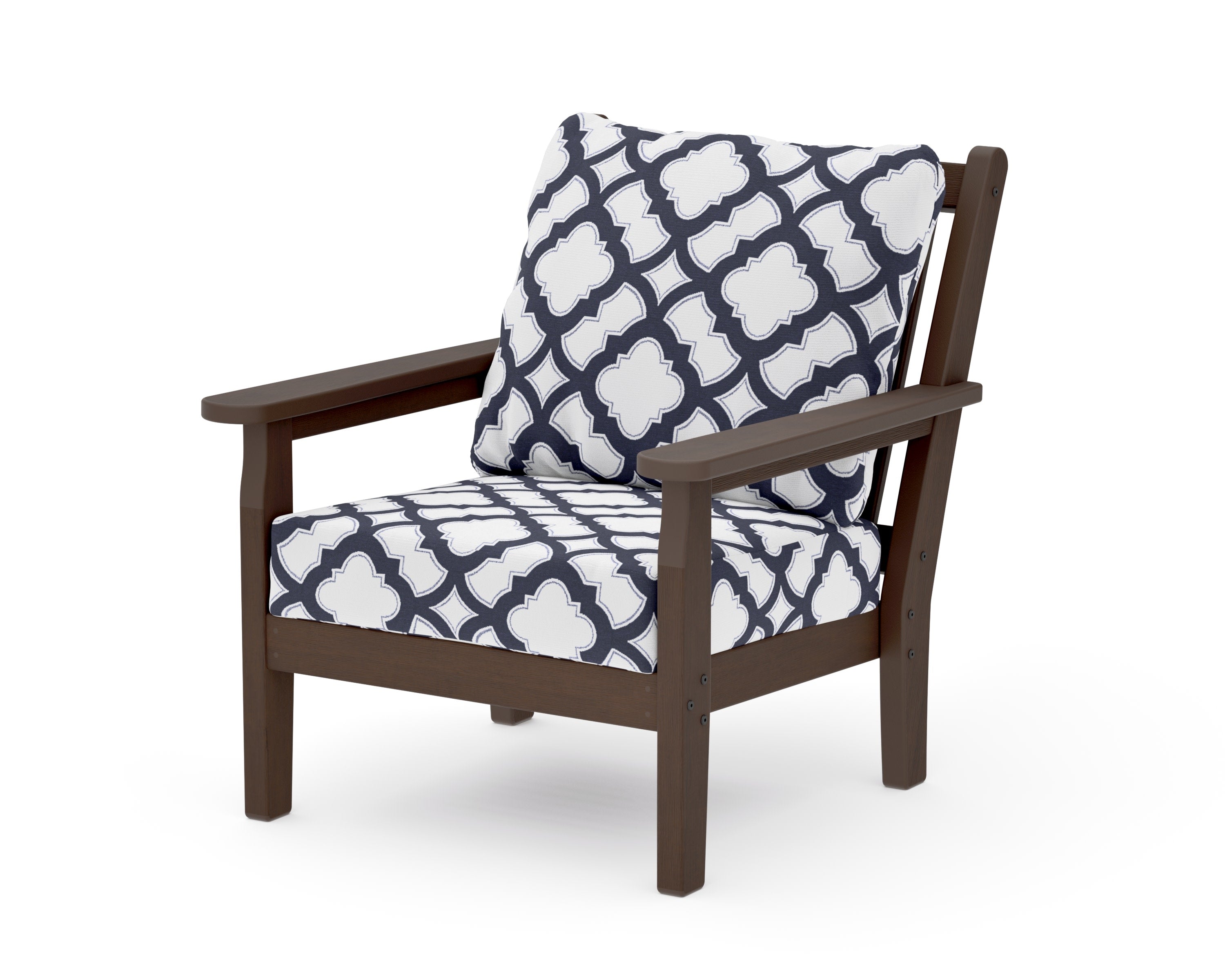 Chippendale Deep Seating Chair in Kona / Trellis Navy