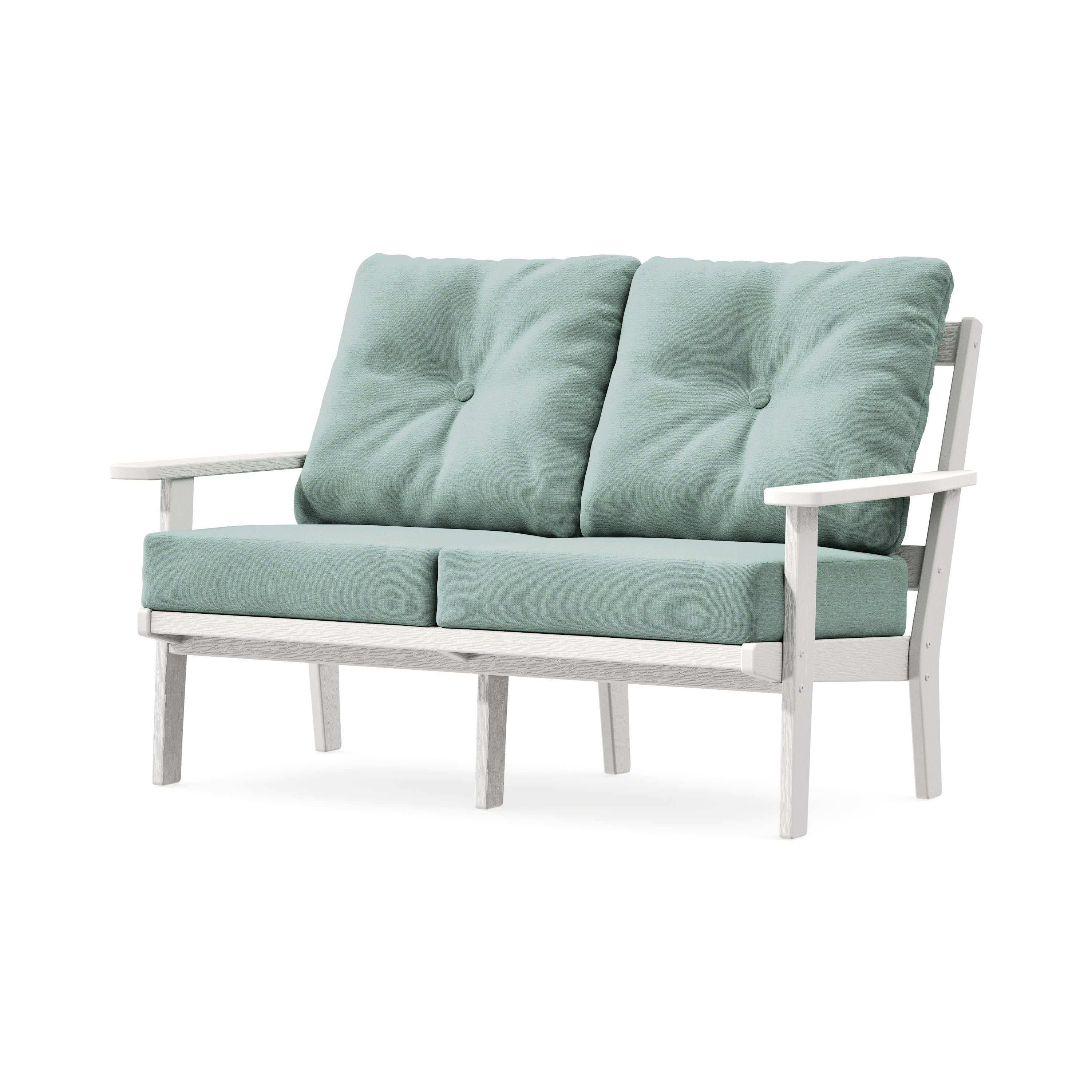 Oxford Deep SeatingLoveseat in Vintage White / Glacier Spa