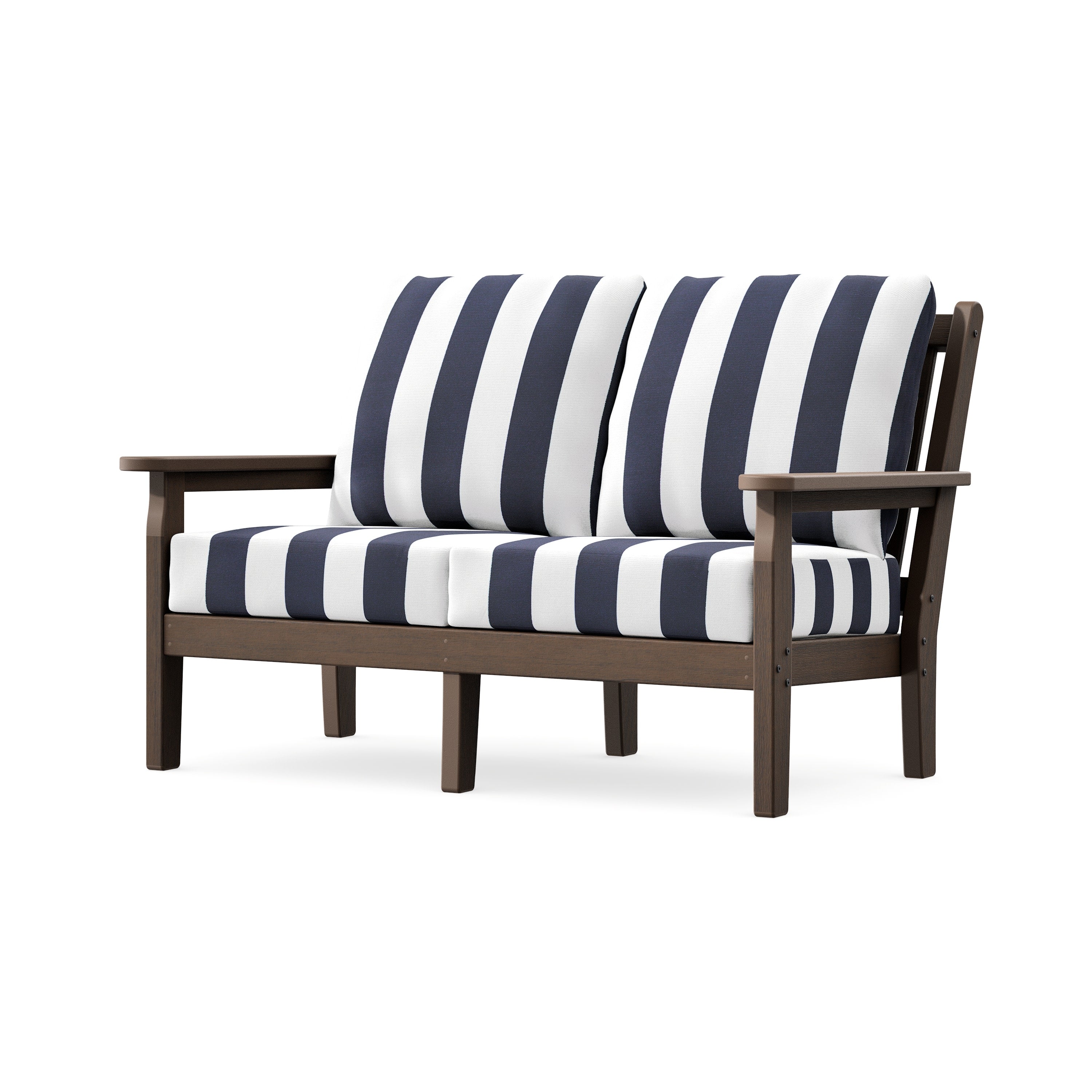 Chippendale Deep Seating Loveseat in Kona / Cabana Stripe Navy