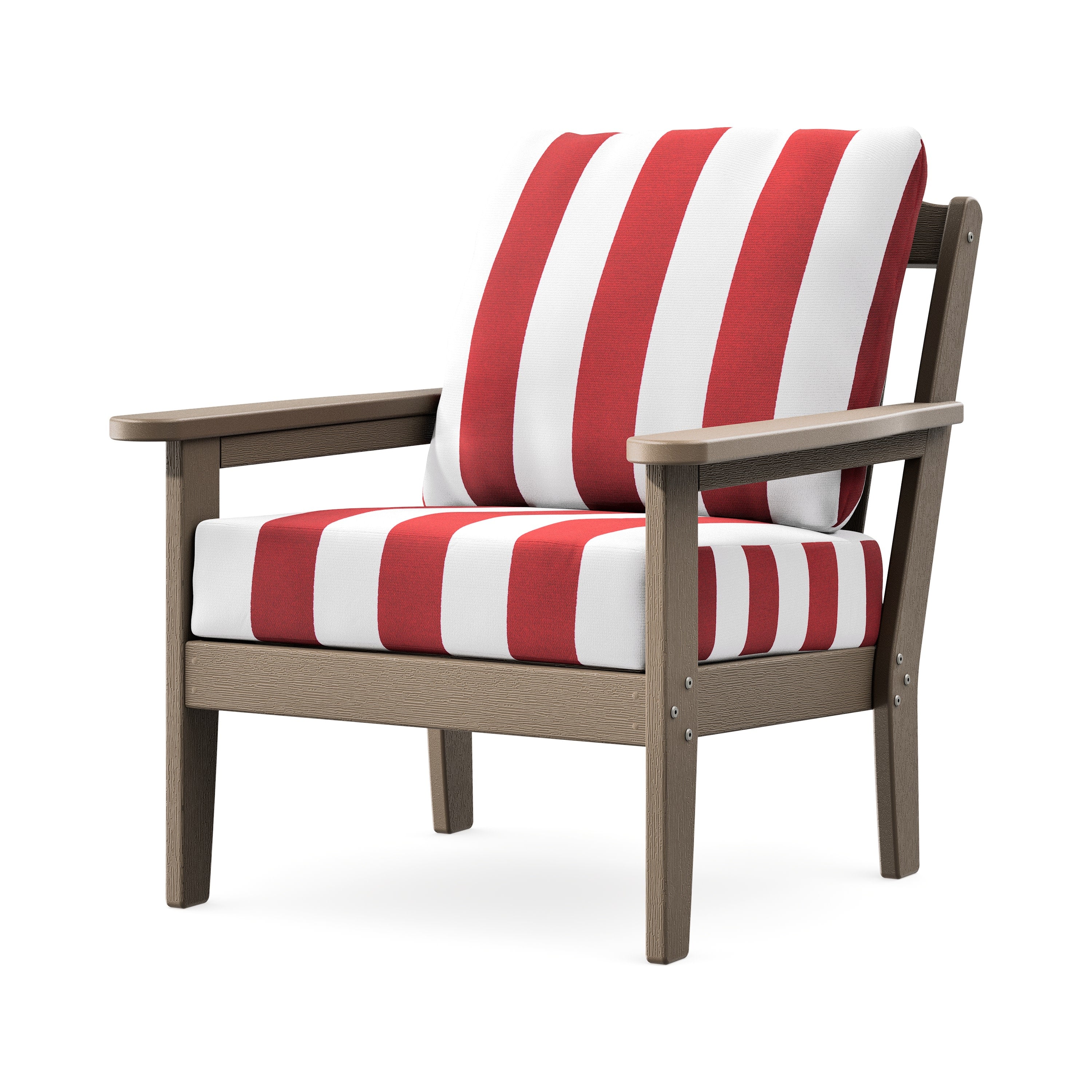 Cottage Deep Seating Chair in Vintage Sahara / Cabana Stripe Crimson