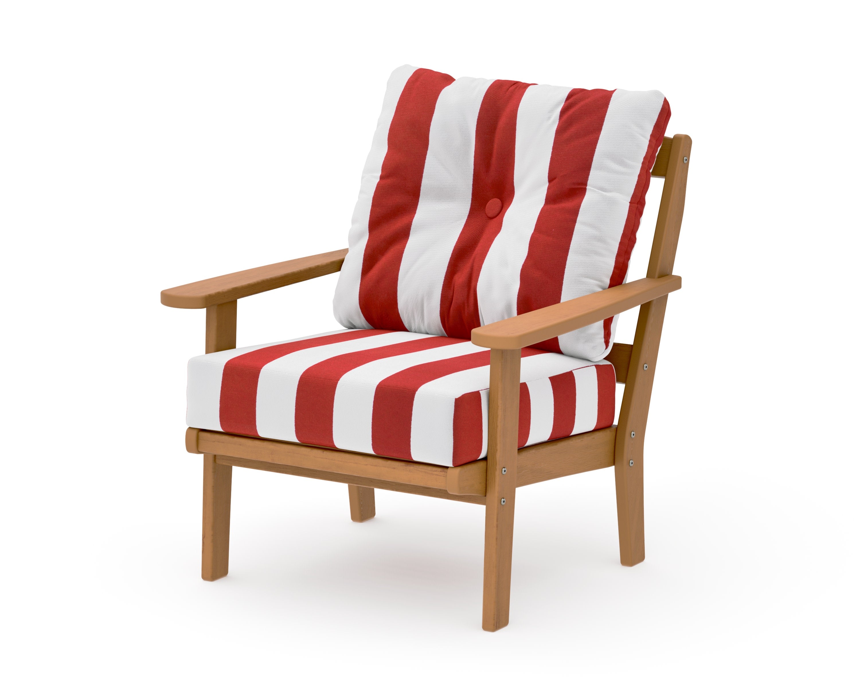 Mission Deep Seating Chair in Natural / Cabana Stripe Crimson