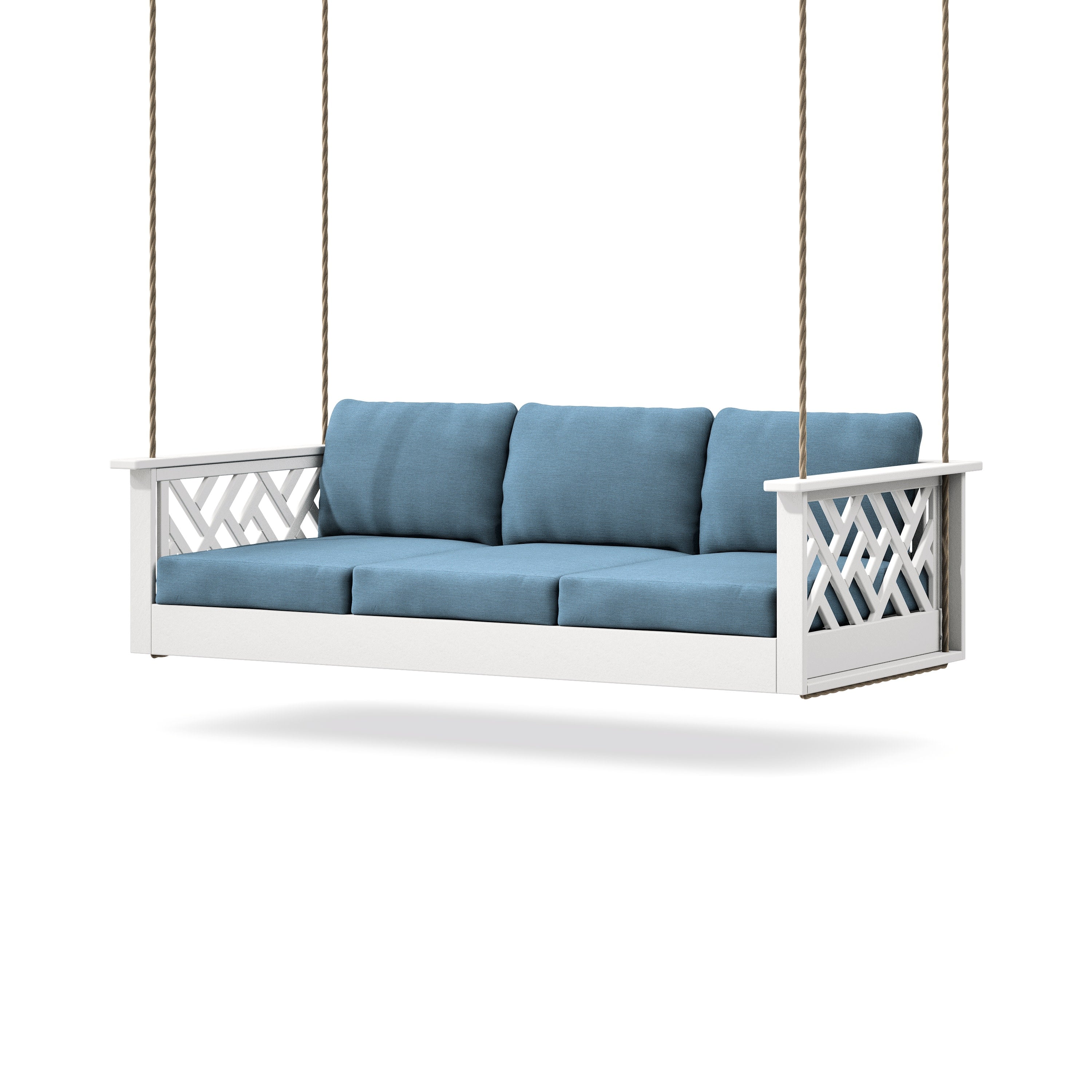 Chippendale Daybed Swing in White / Sky Blue