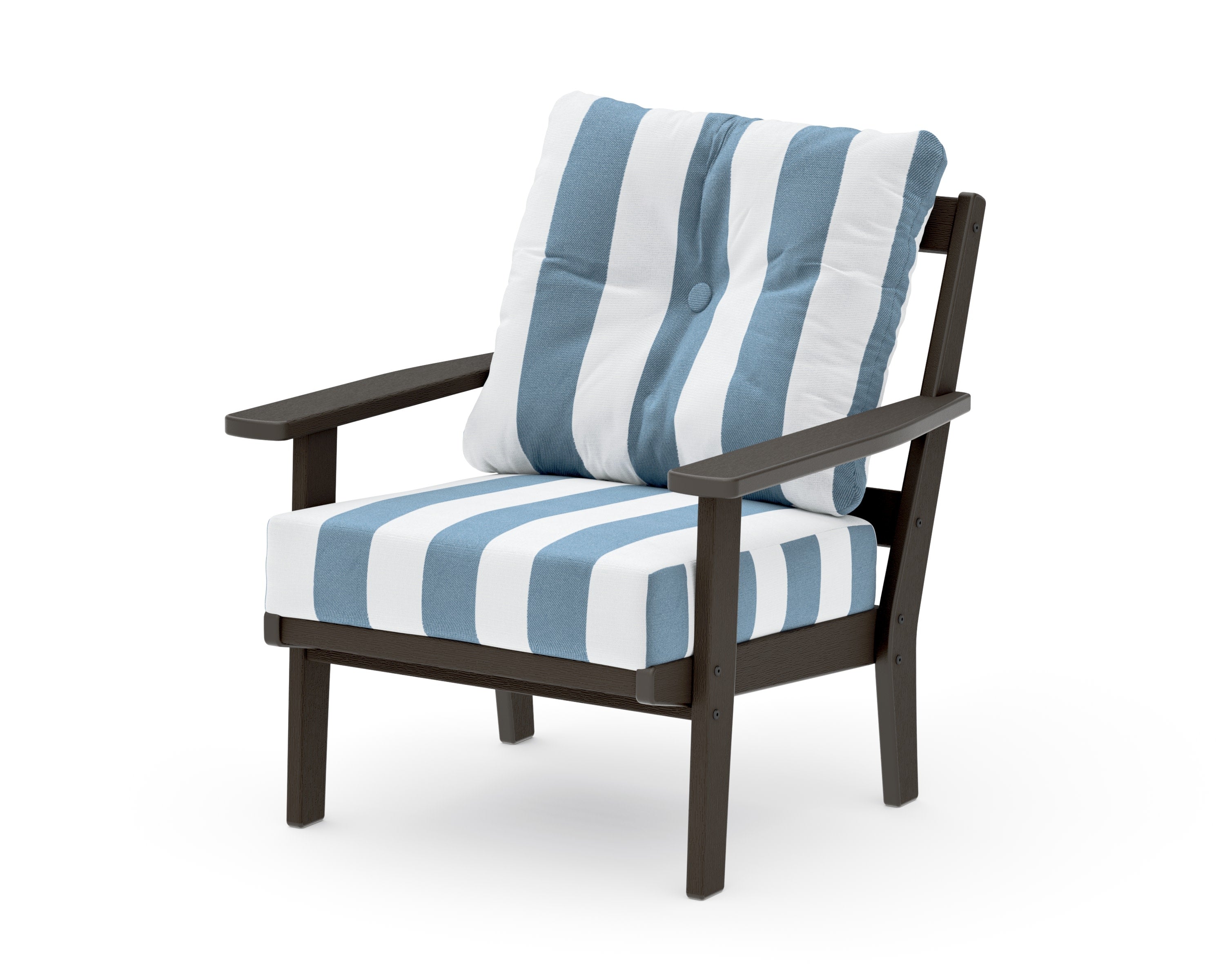Oxford Deep Seating Chair in Vintage Coffee / Cabana Stripe Sky Blue