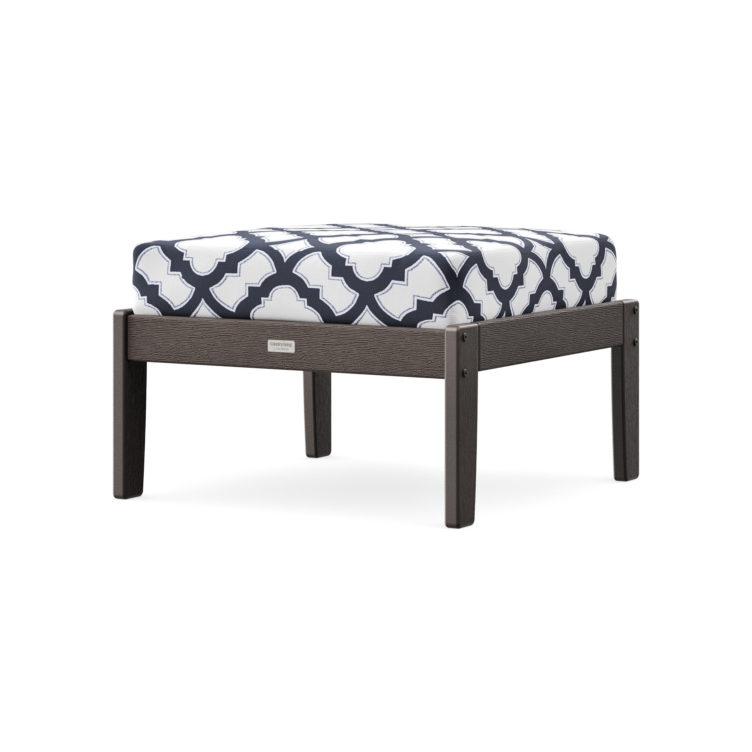 Cottage Deep Seating Ottoman in Vintage Coffee / Trellis Navy