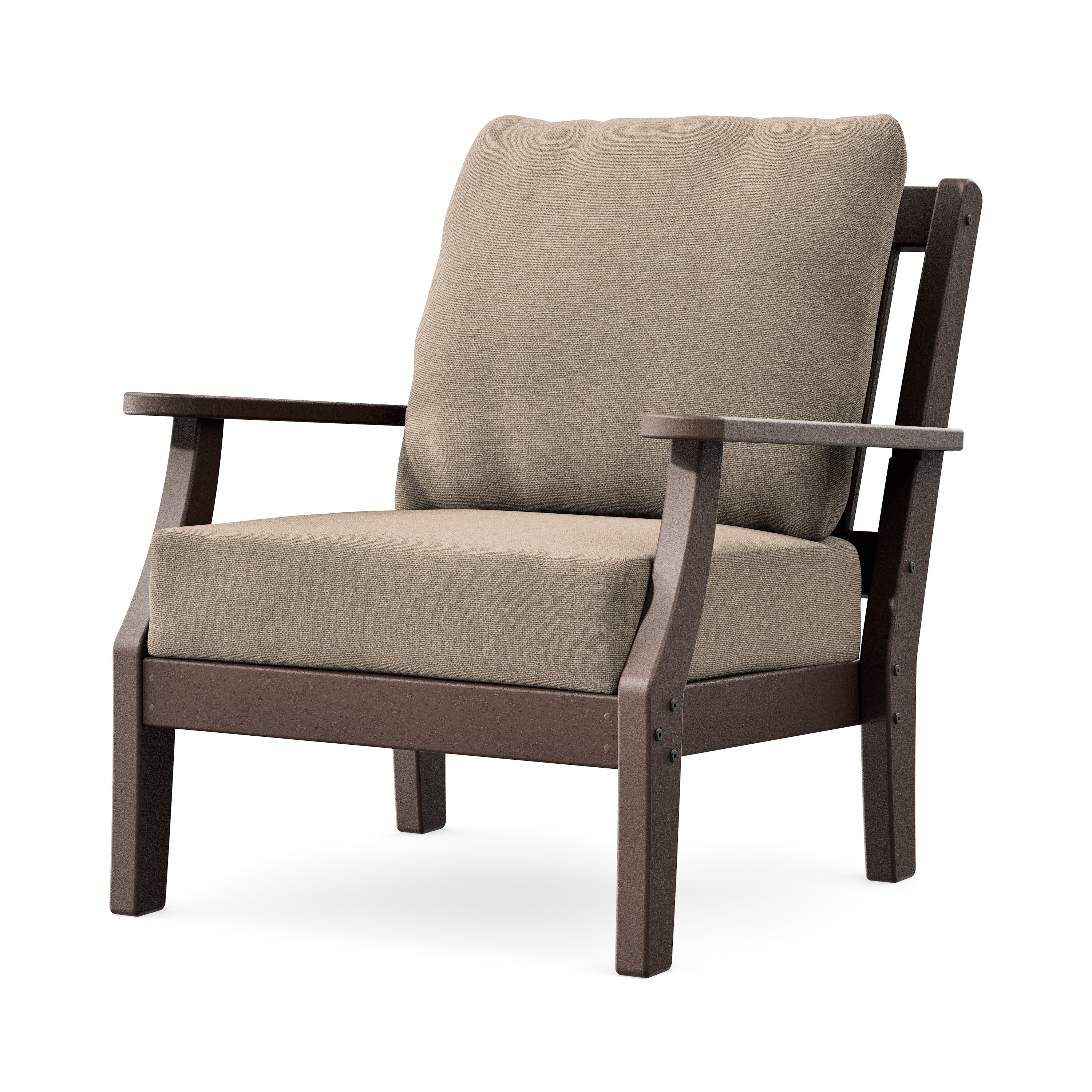 Chinoiserie Deep Seating Chair in Mahogany / Spiced Burlap