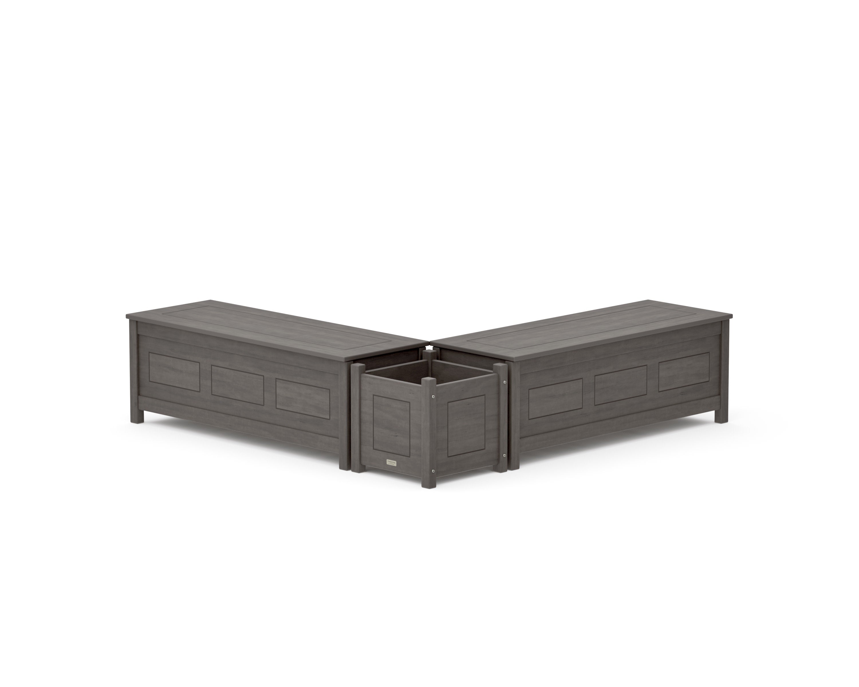 48" Country Living L- Shaped Planter Storage Bench Set in Driftwood