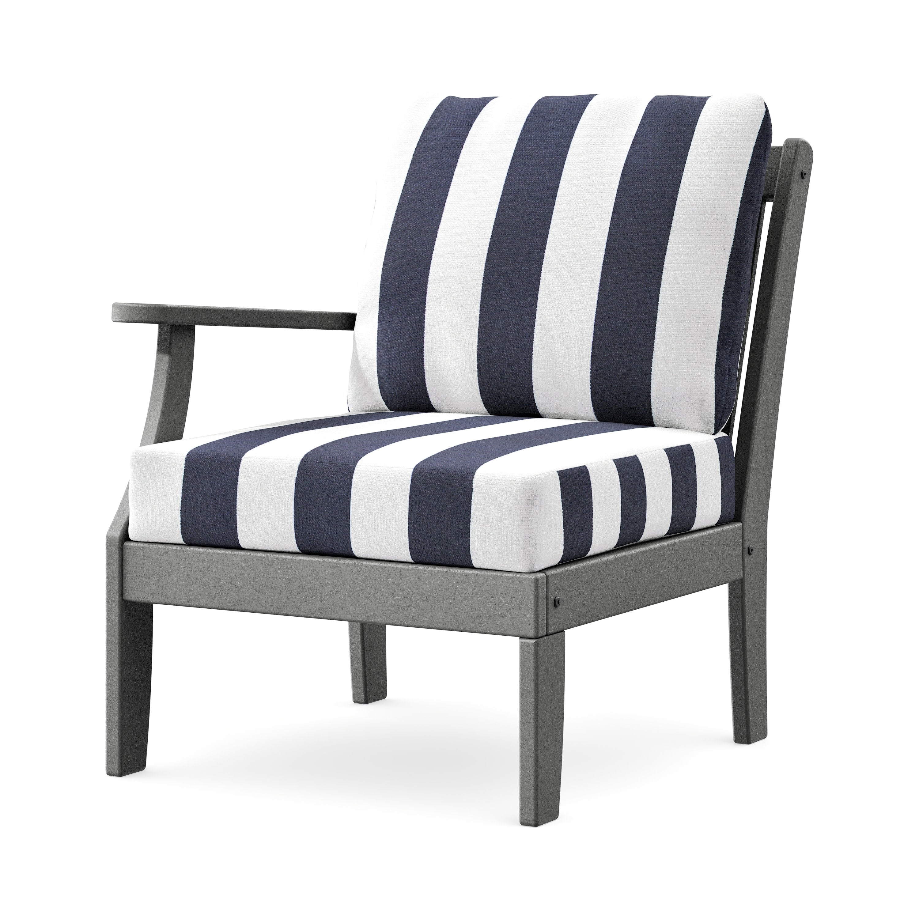 Braxton Modular Left Arm Chair in Slate Grey / Cabana Stripe Navy
