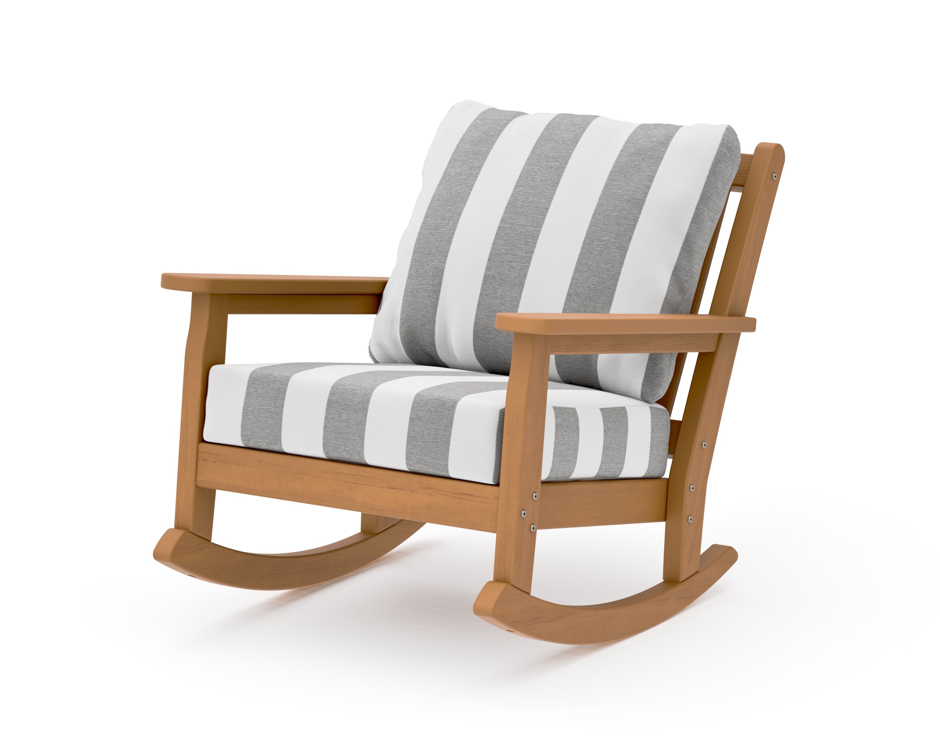 Chippendale Deep Seating Rocking Chair in Natural / Cabana Stripe Grey Mist