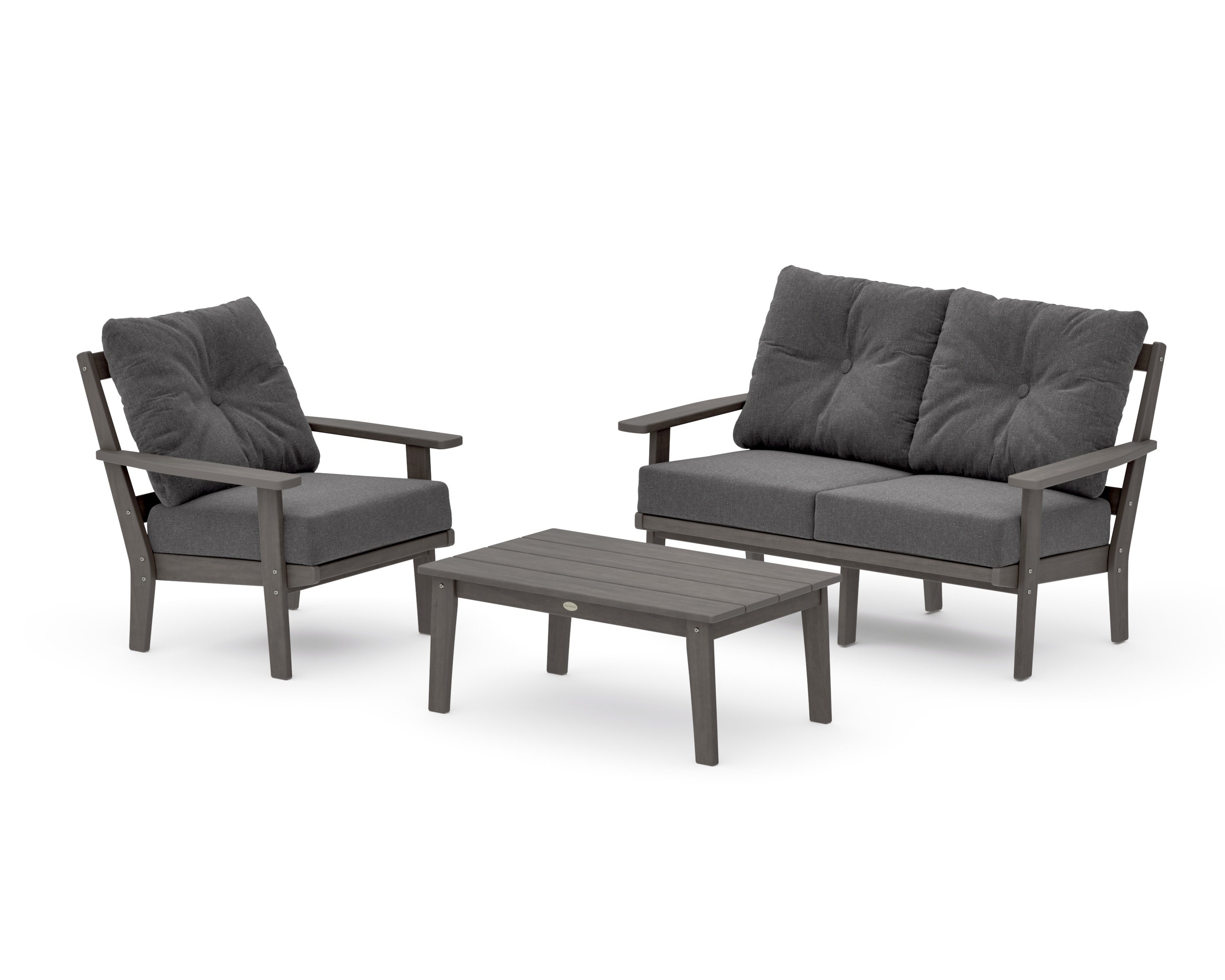 Prairie 3-Piece Deep Seating Set with Loveseat in Driftwood / Ash Charcoal