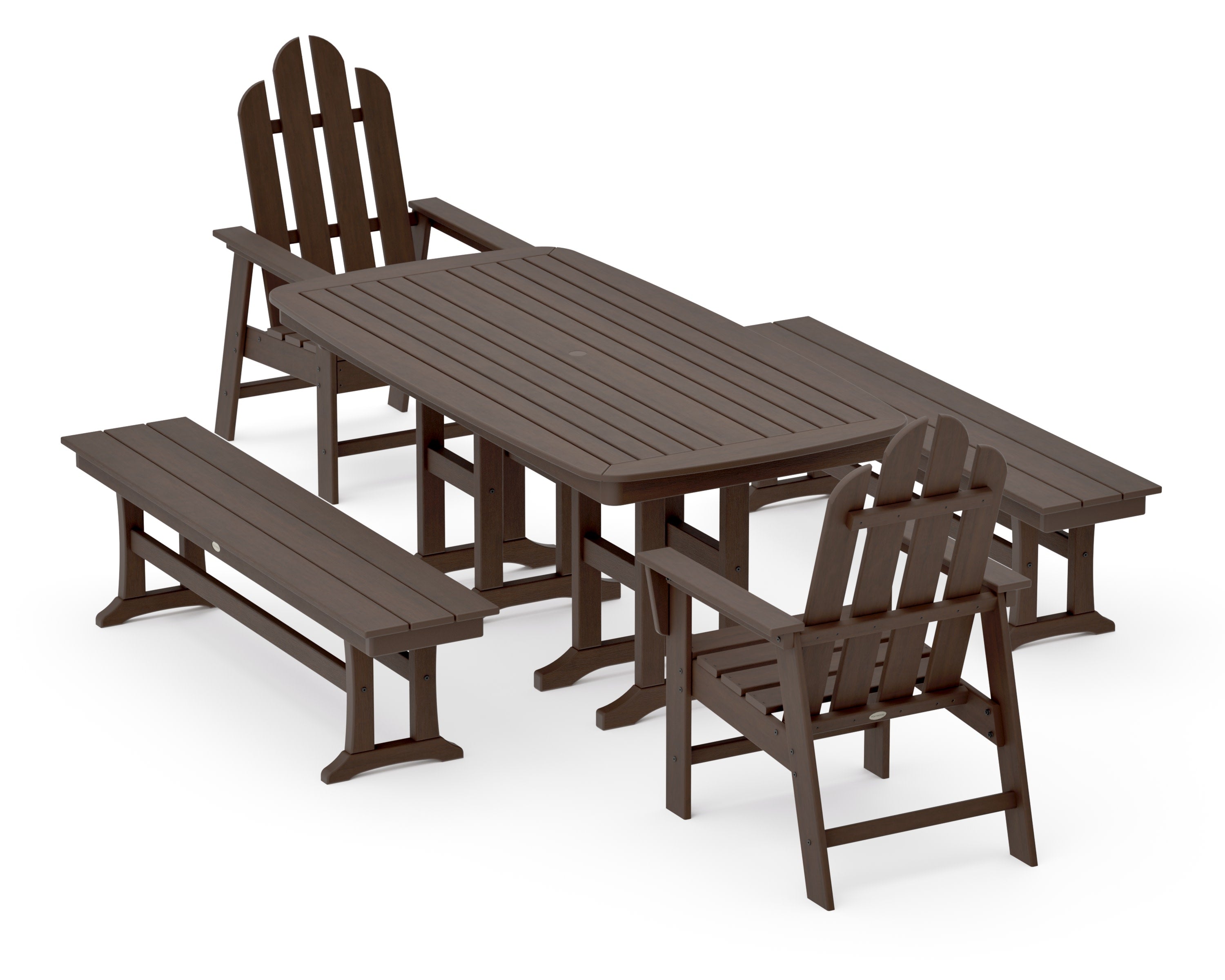 Long Island 5-Piece Dining Set with Benches in Kona