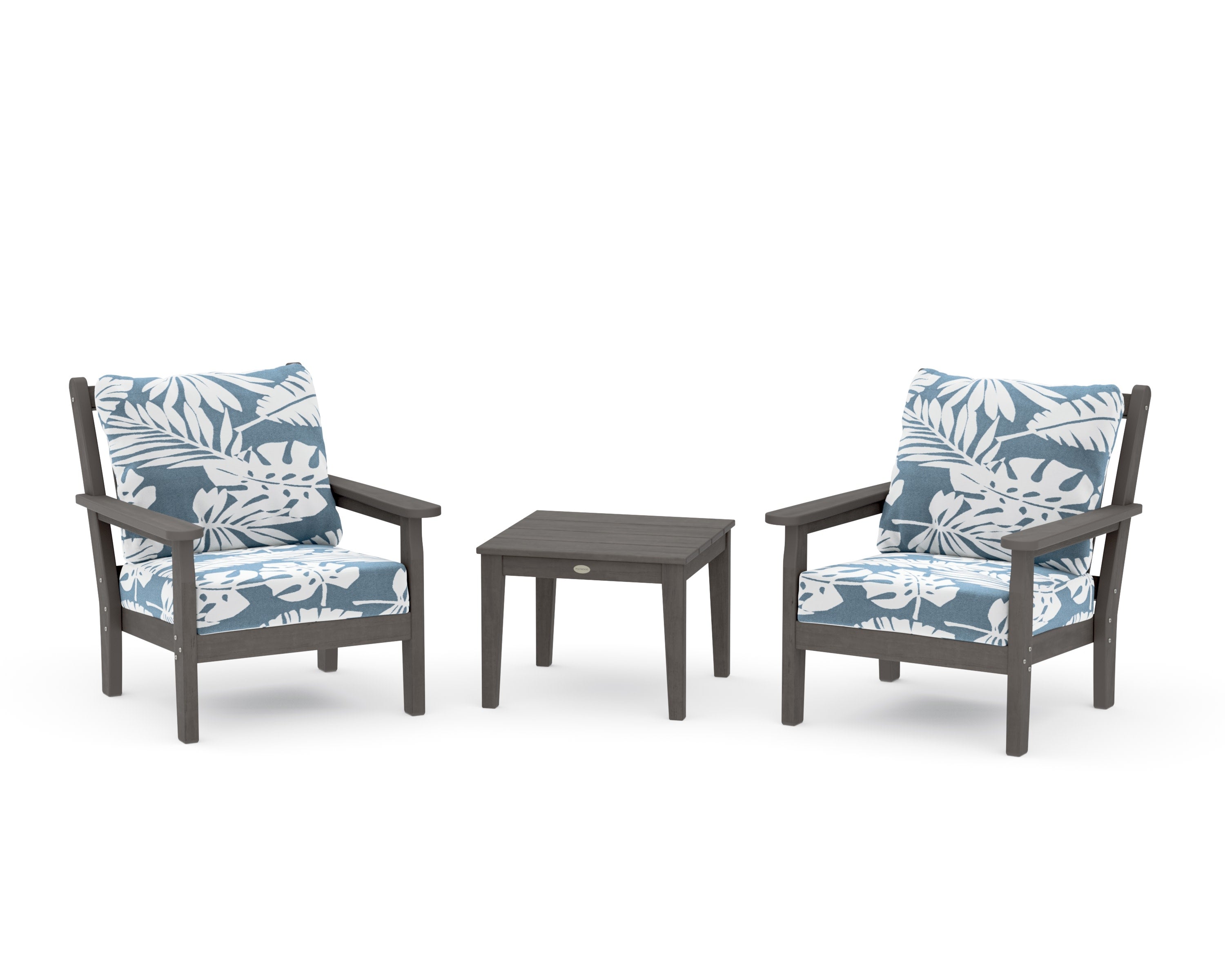 Chippendale 3-Piece Deep Seating Set in Driftwood / Leaf Sky Blue