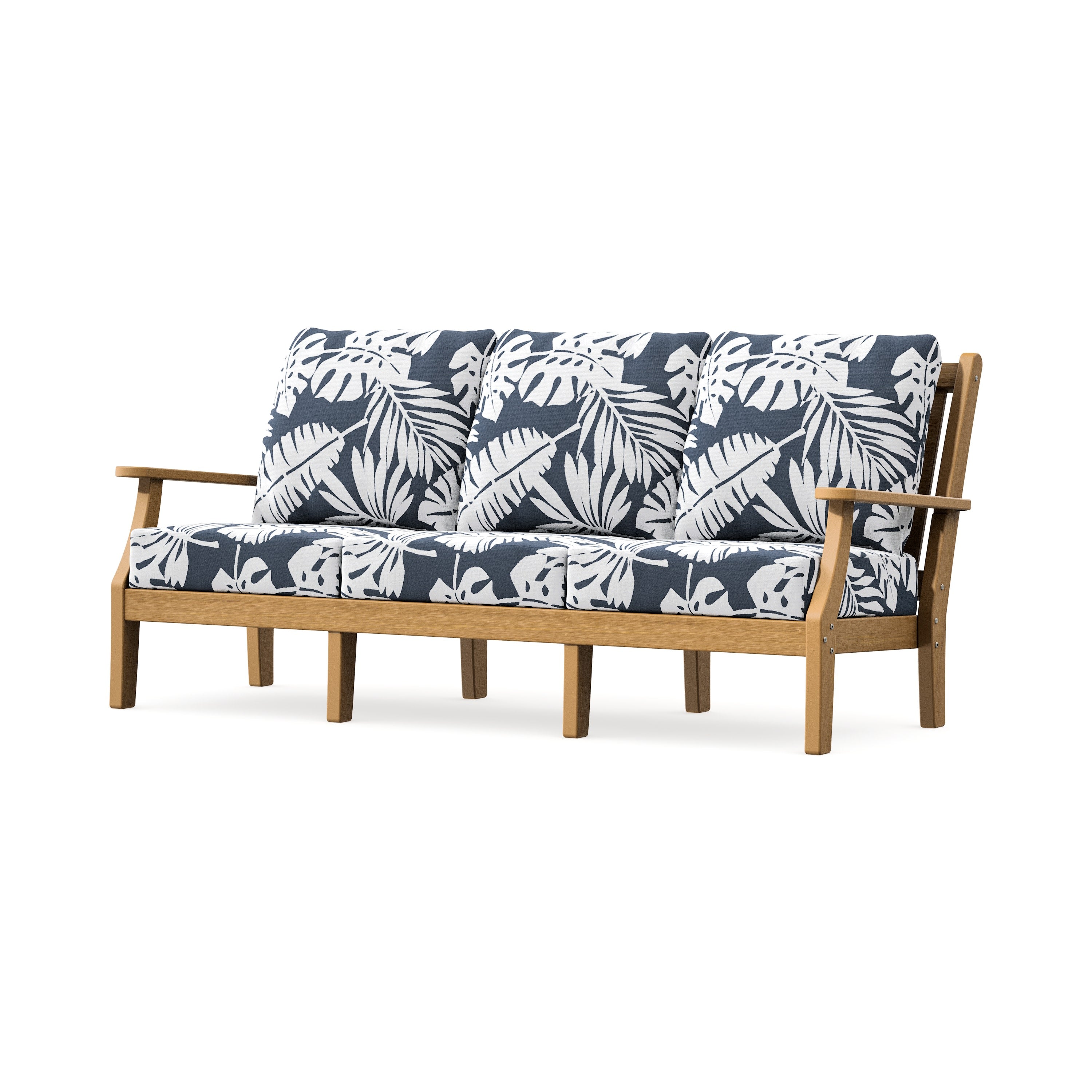 Wovendale Deep Seating Sofa in Natural / Leaf Marine Indigo