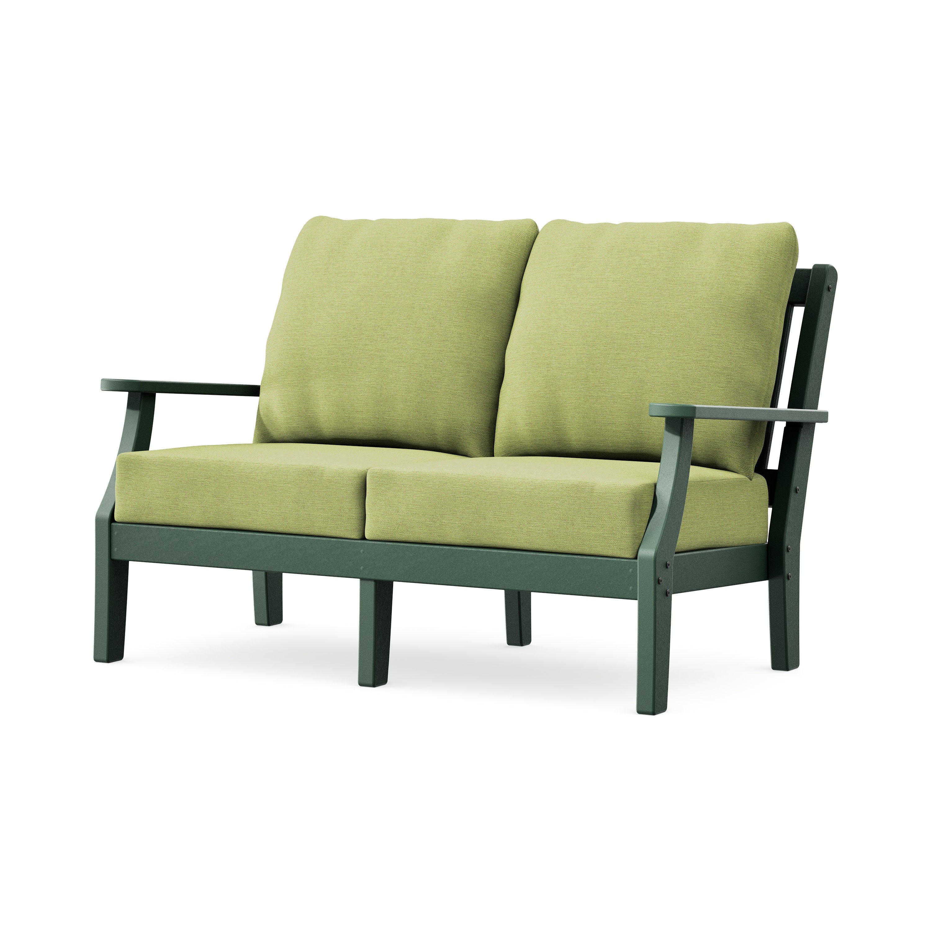 Chinoiserie Deep Seating Loveseat in Green / Chartreuse Boucle