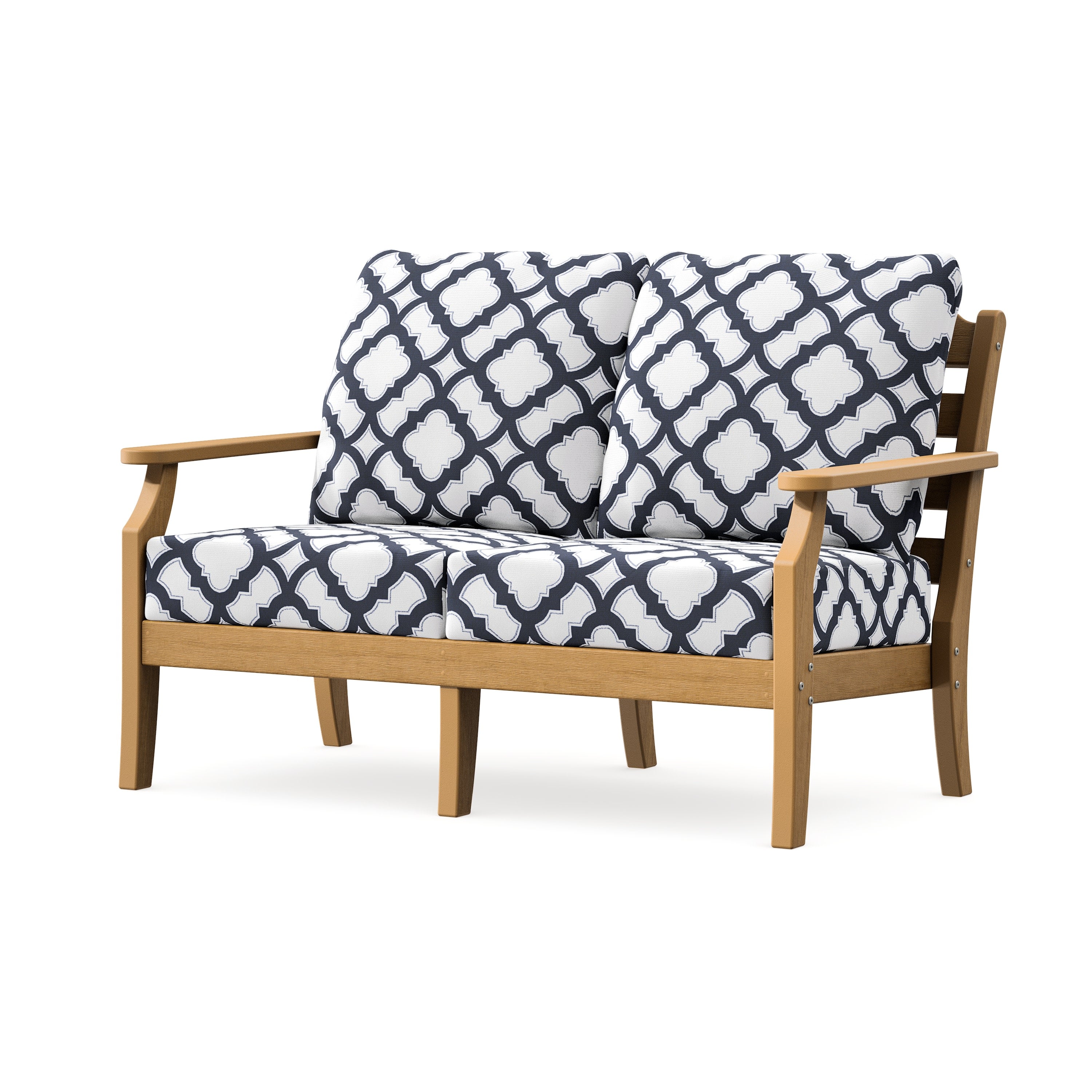 Savannah Deep Seating Loveseat in Natural / Trellis Navy