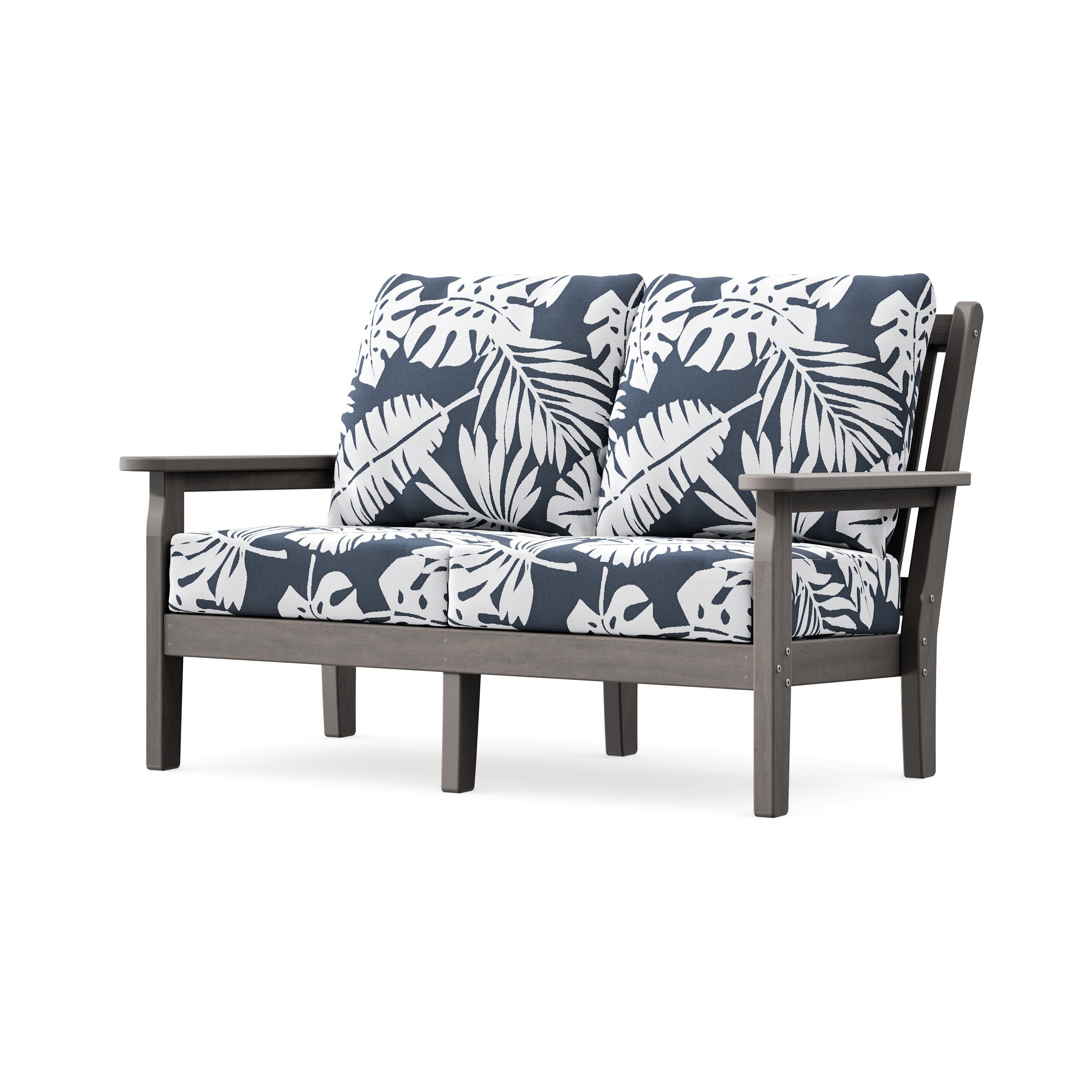 Chippendale Deep Seating Loveseat in Driftwood / Leaf Marine Indigo
