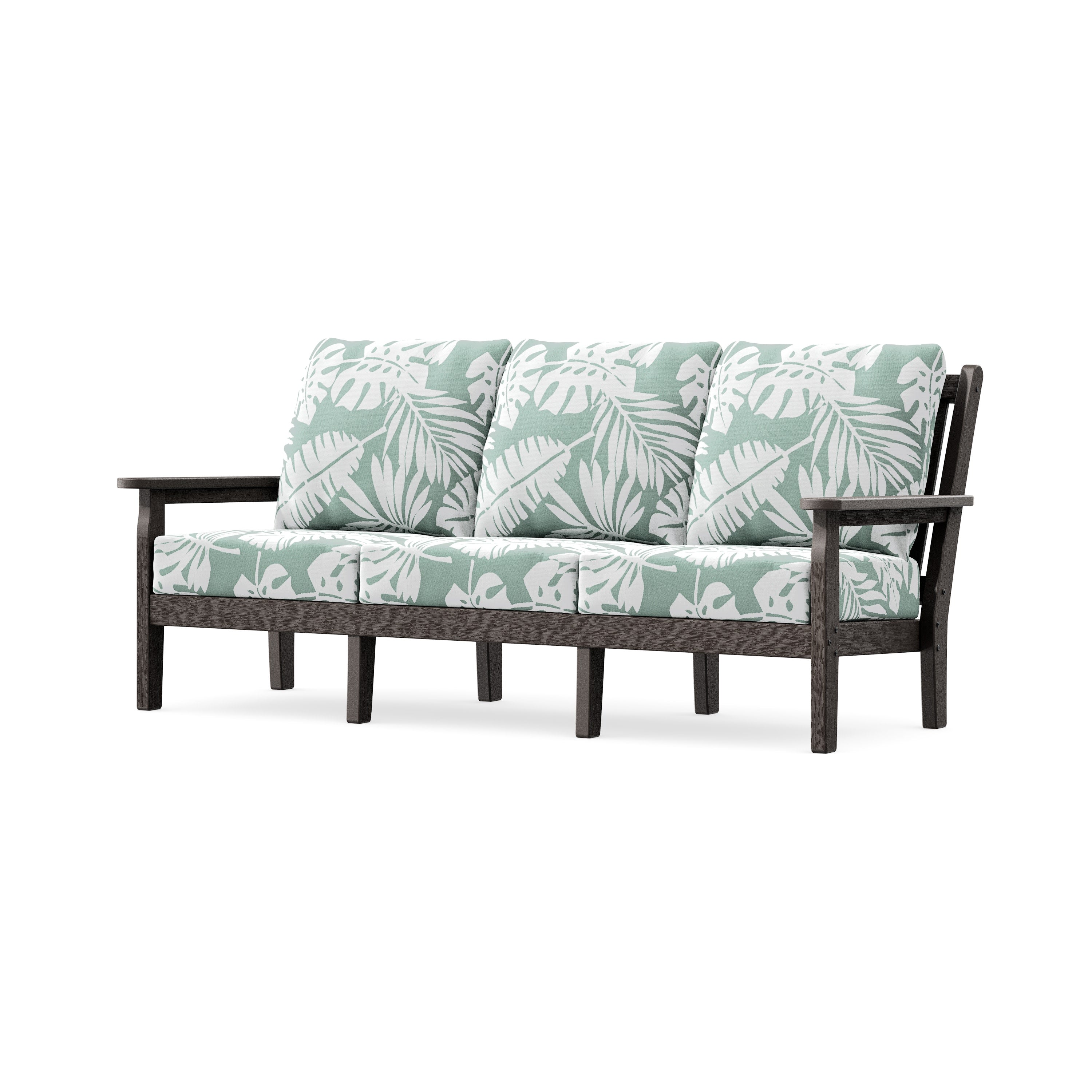 Chippendale Deep Seating Sofa in Vintage Coffee / Leaf Glacier Spa