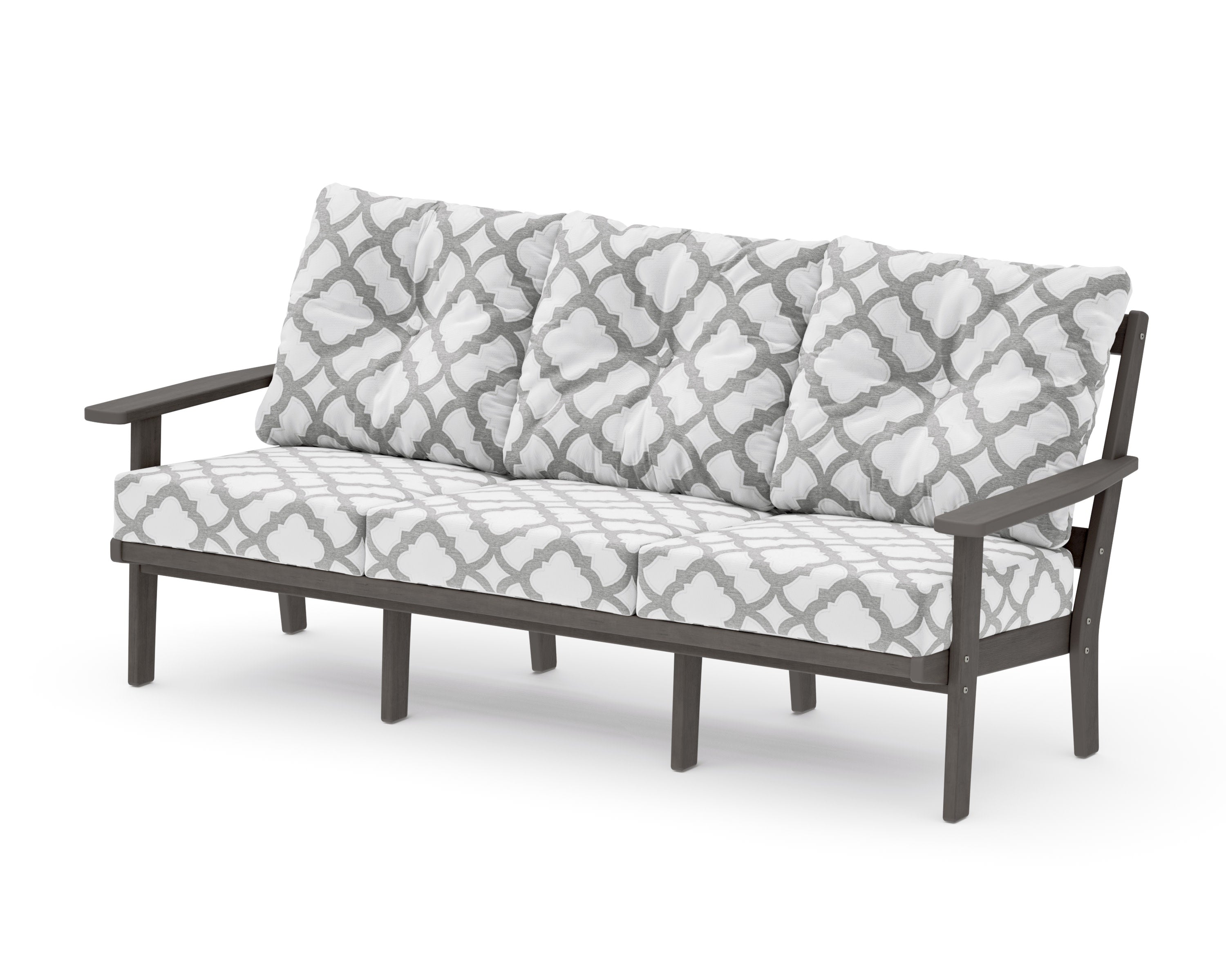 PrairieDeep Seating Sofa in Driftwood / Trellis Grey Mist