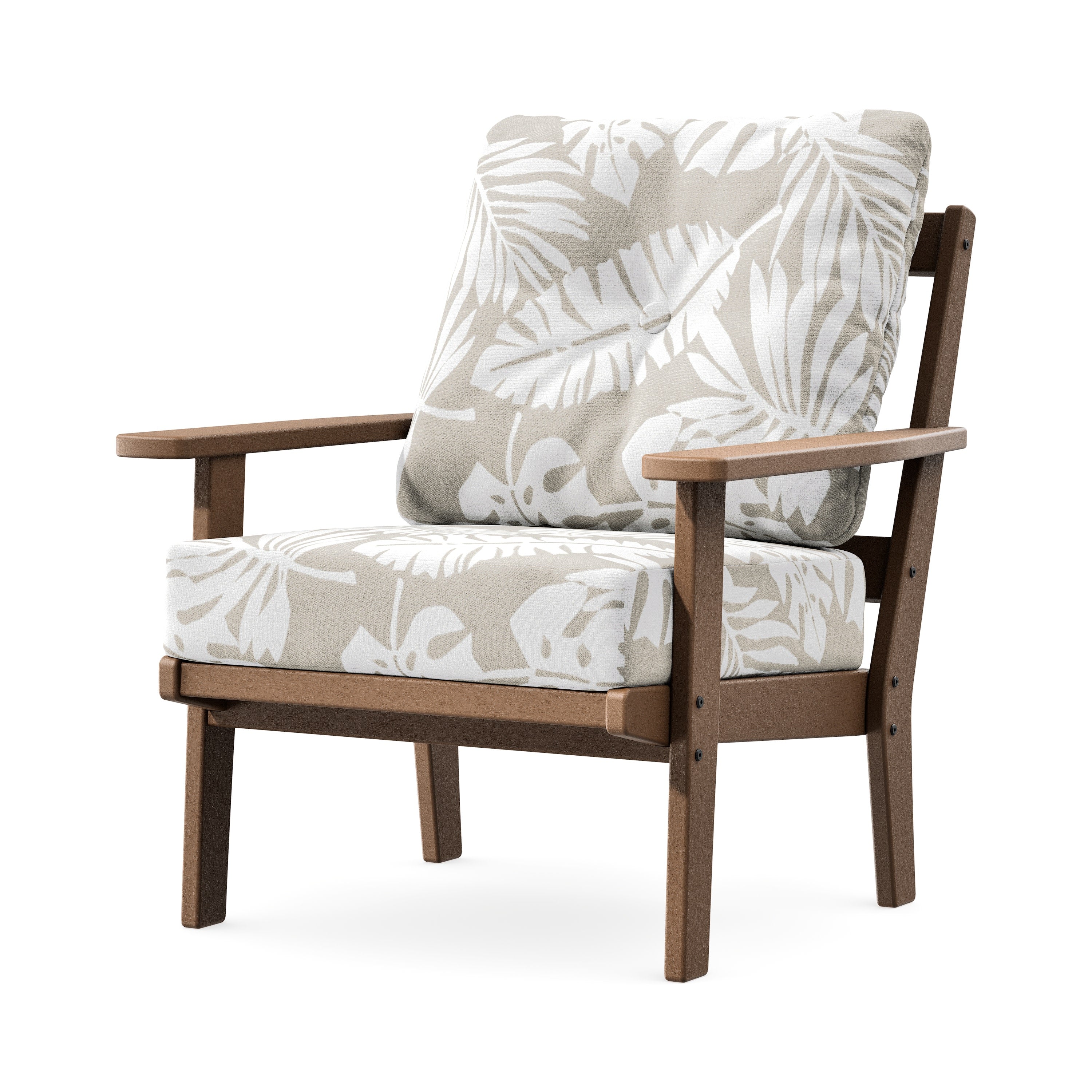 Prairie Deep Seating Chair in Teak / Leaf Dune Burlap