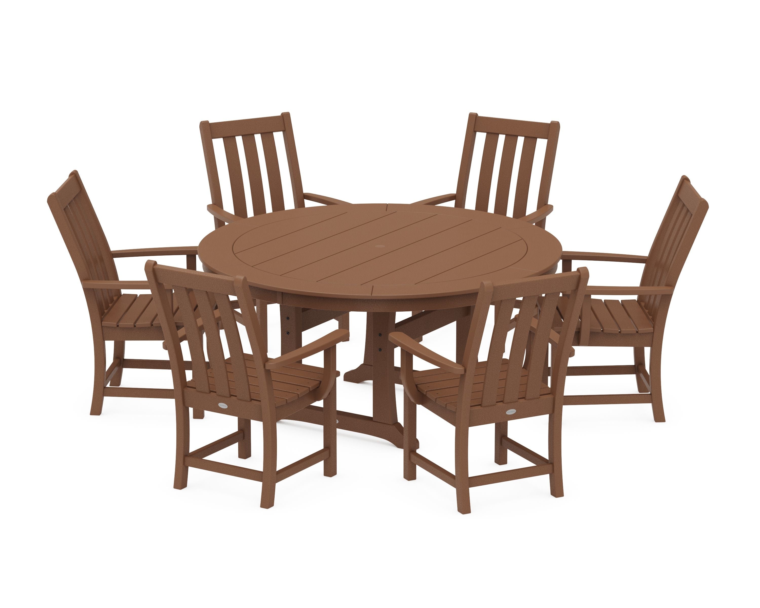 Vineyard 7-Piece Arm Chair Round Dining Set in Teak