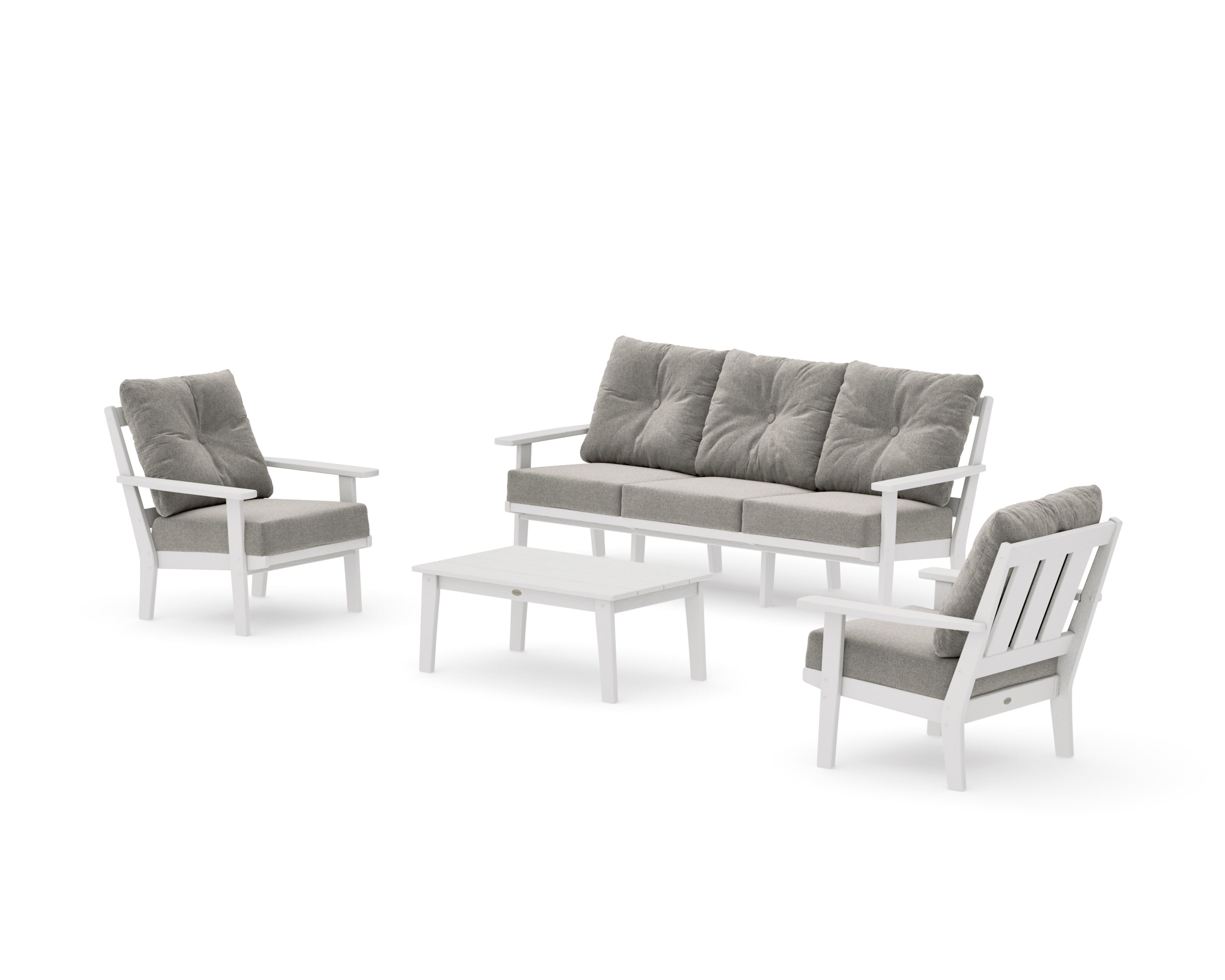 Oxford 4-Piece Deep Seating Set with Sofa in Vintage White / Weathered Tweed