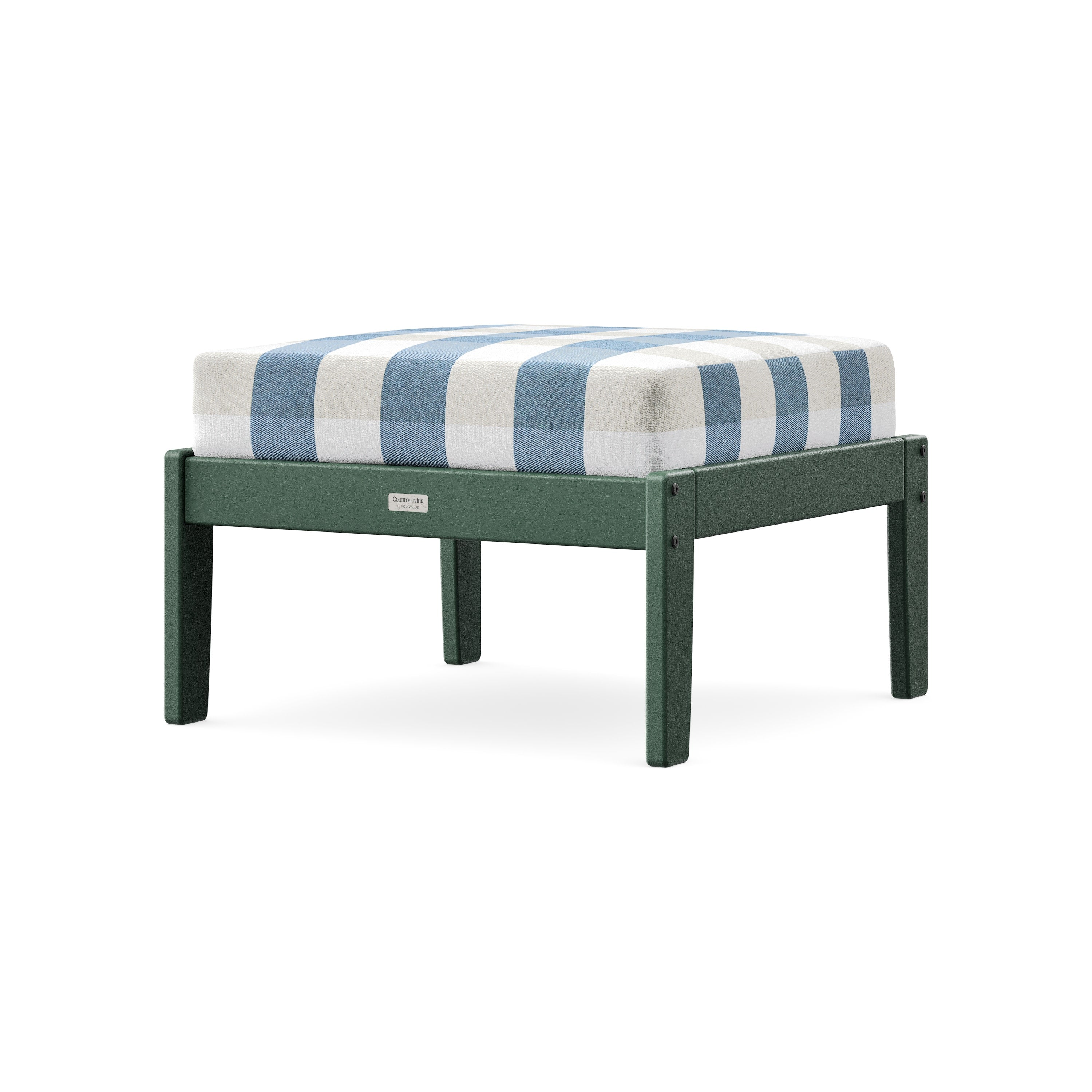 Cottage Deep Seating Ottoman in Green / Buffalo Plaid Sky Blue