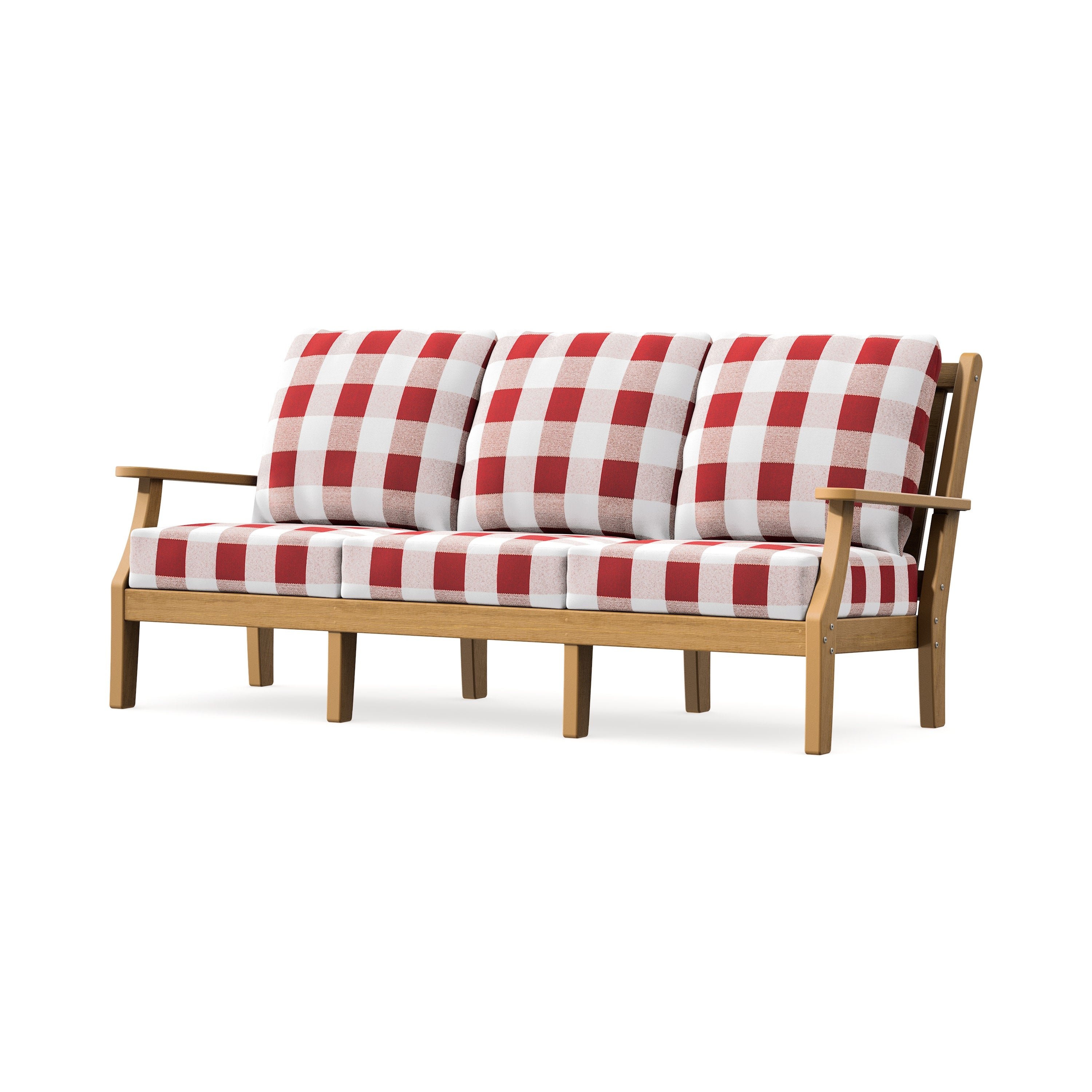 Wovendale Deep Seating Sofa in Natural / Buffalo Plaid Crimson