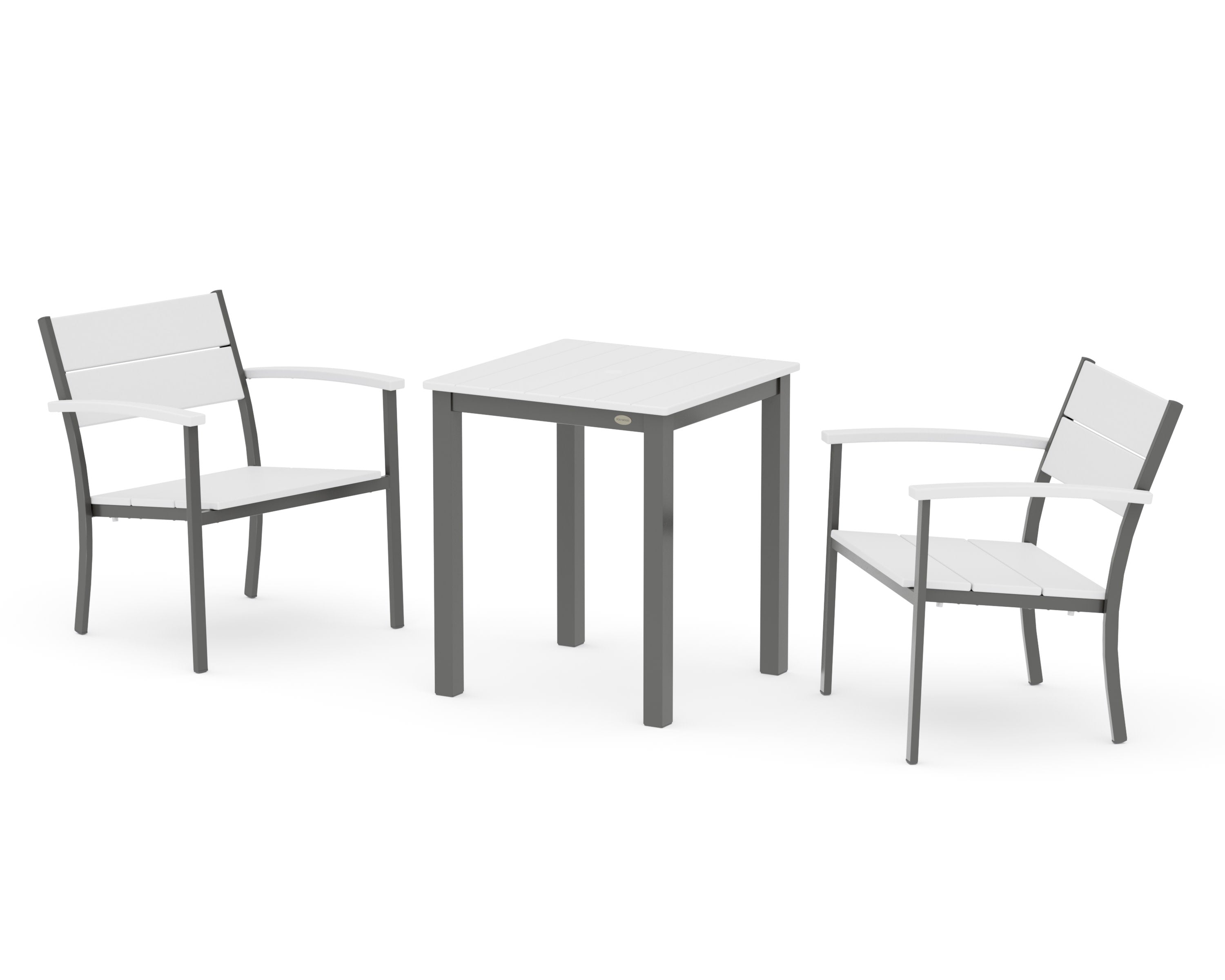 Main Street 3-Piece Square Dining Set in Charcoal / White