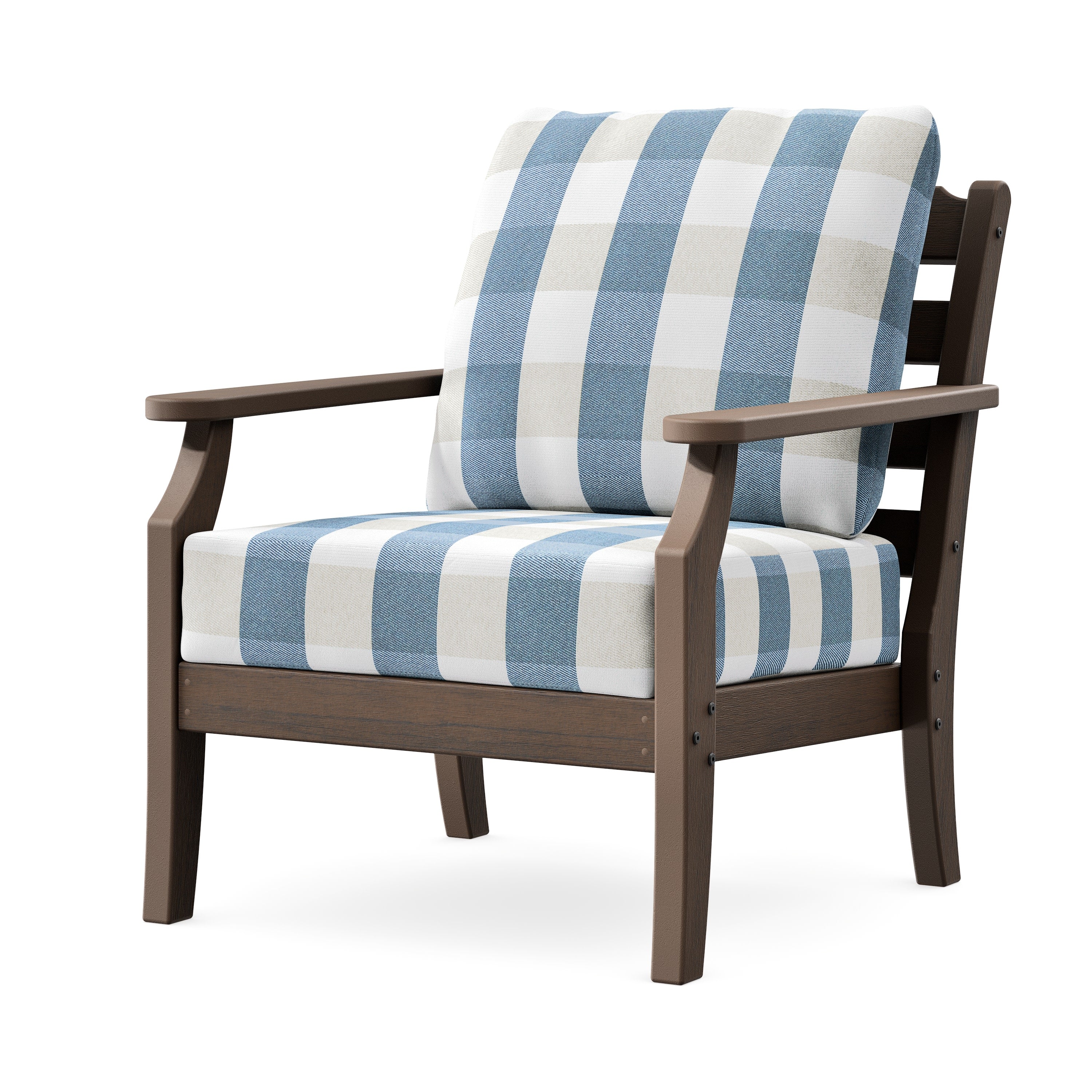 Savannah Deep Seating Chair in Kona / Buffalo Plaid Sky Blue