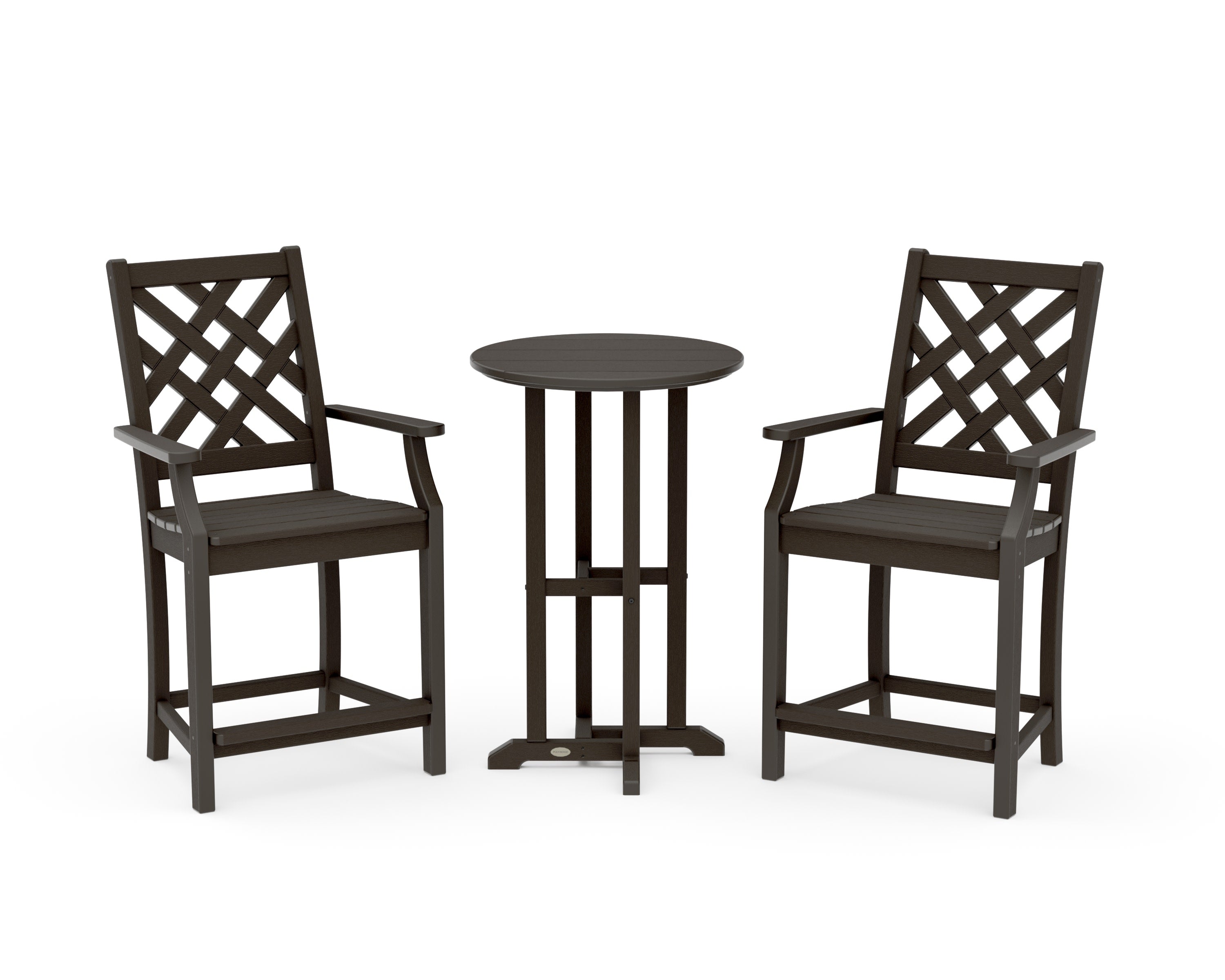 Wovendale 3-Piece Farmhouse Bistro Counter Set in Vintage Coffee