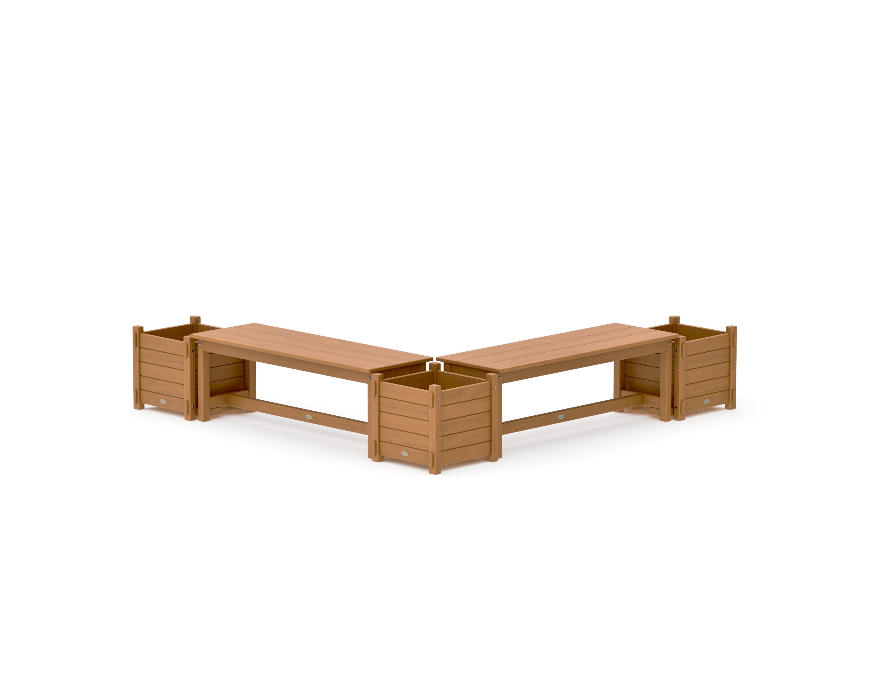 48" Nautical L- Shaped Planter Bench Corner Set in Natural