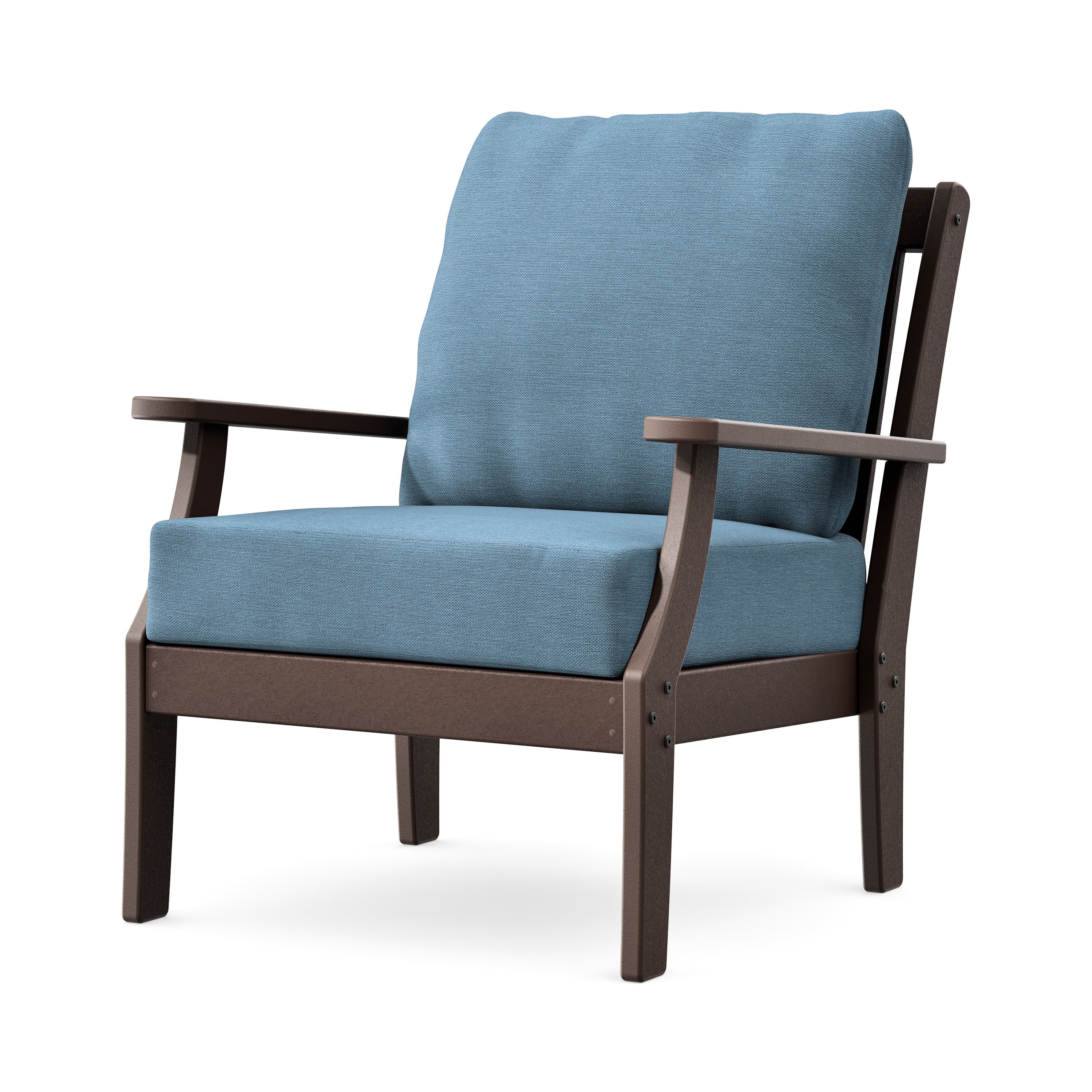 Braxton Deep Seating Chair in Mahogany / Sky Blue