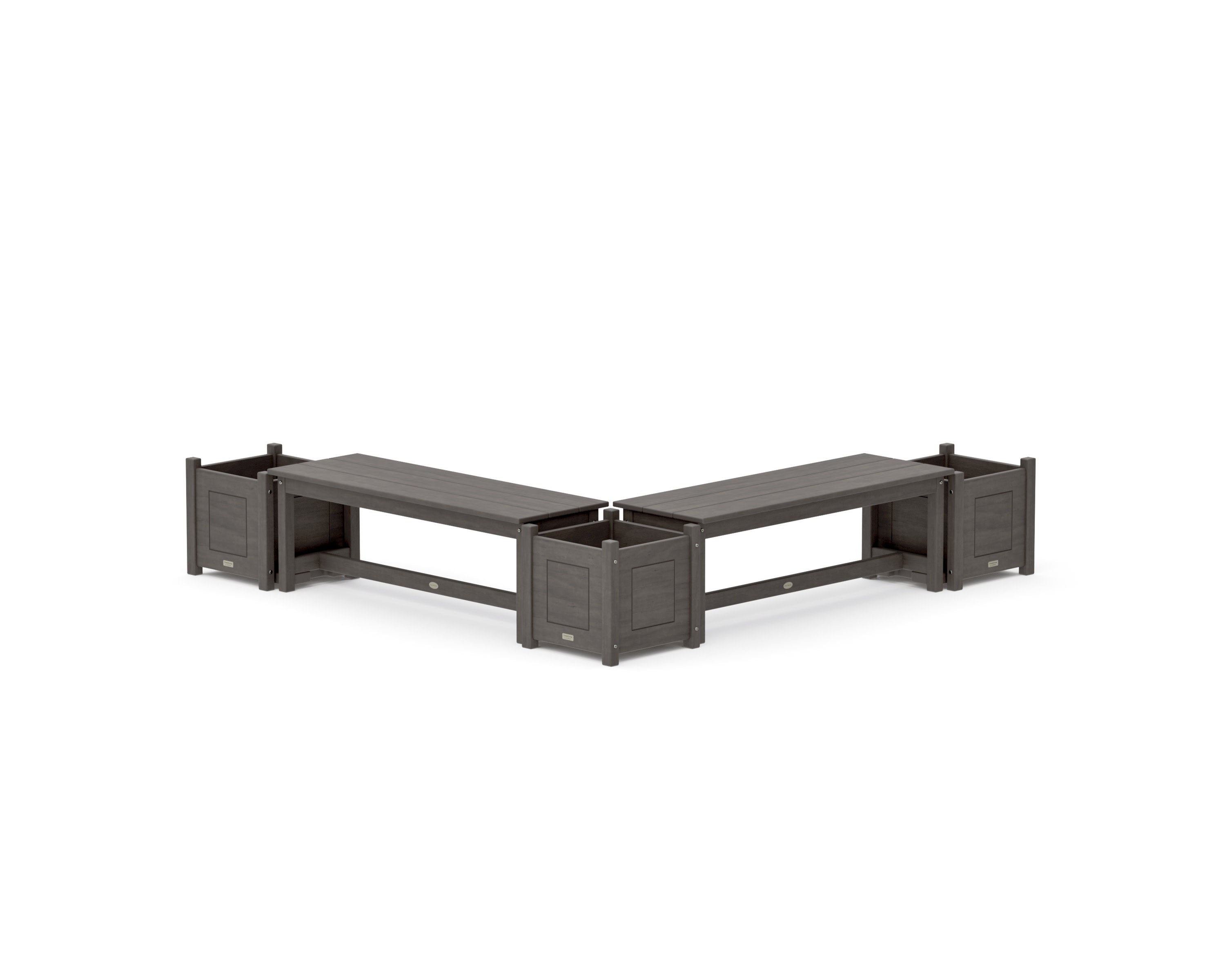 48" Country Living L- Shaped Planter Bench Corner Set in Driftwood